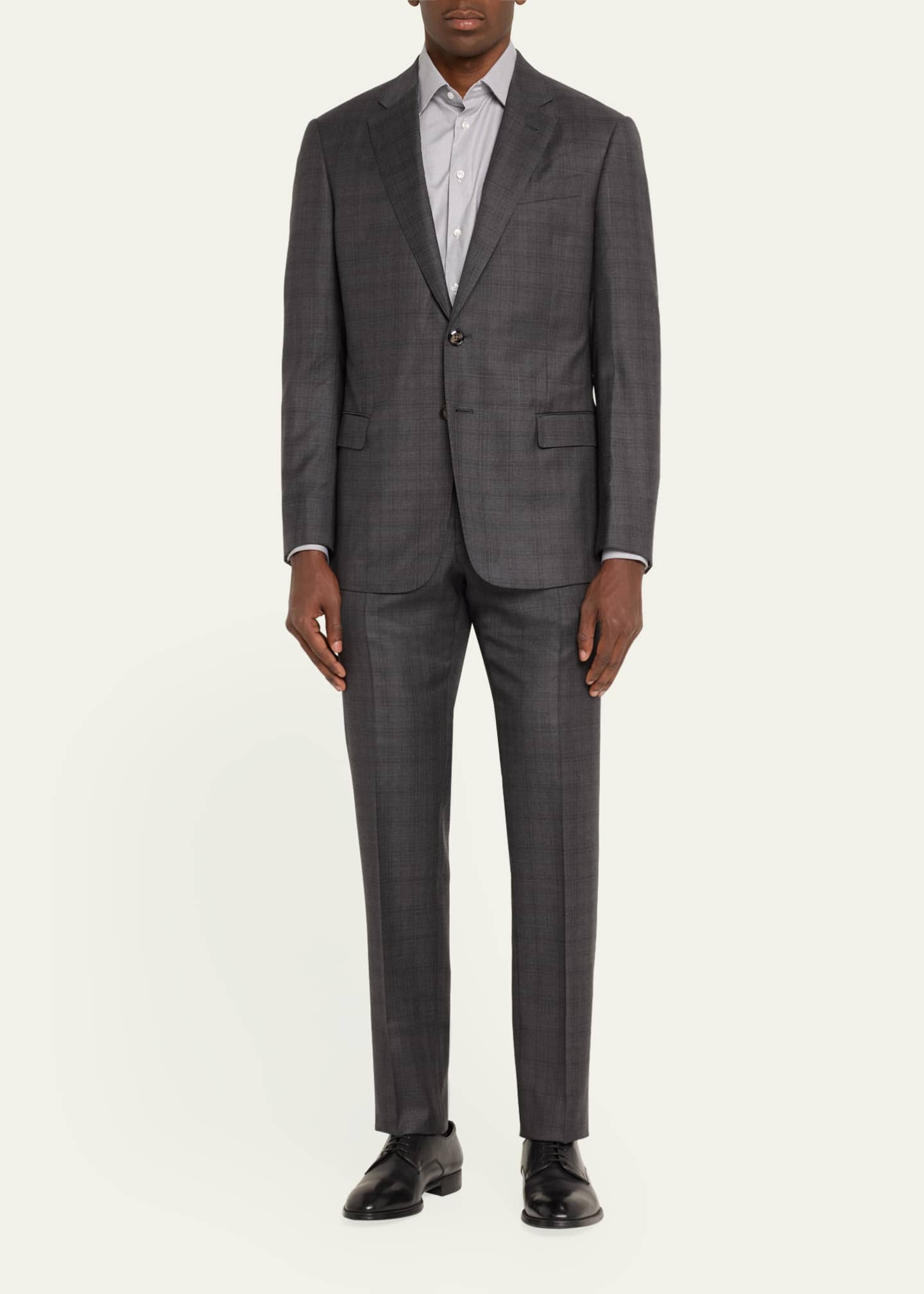 Giorgio Armani Men's Brushed Wool Plaid Classic Fit Suit Image 2 of 5