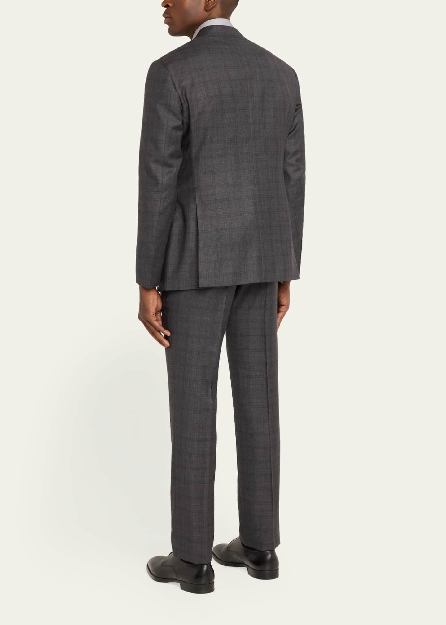 Giorgio Armani Men's Brushed Wool Plaid Classic Fit Suit Image 3 of 5