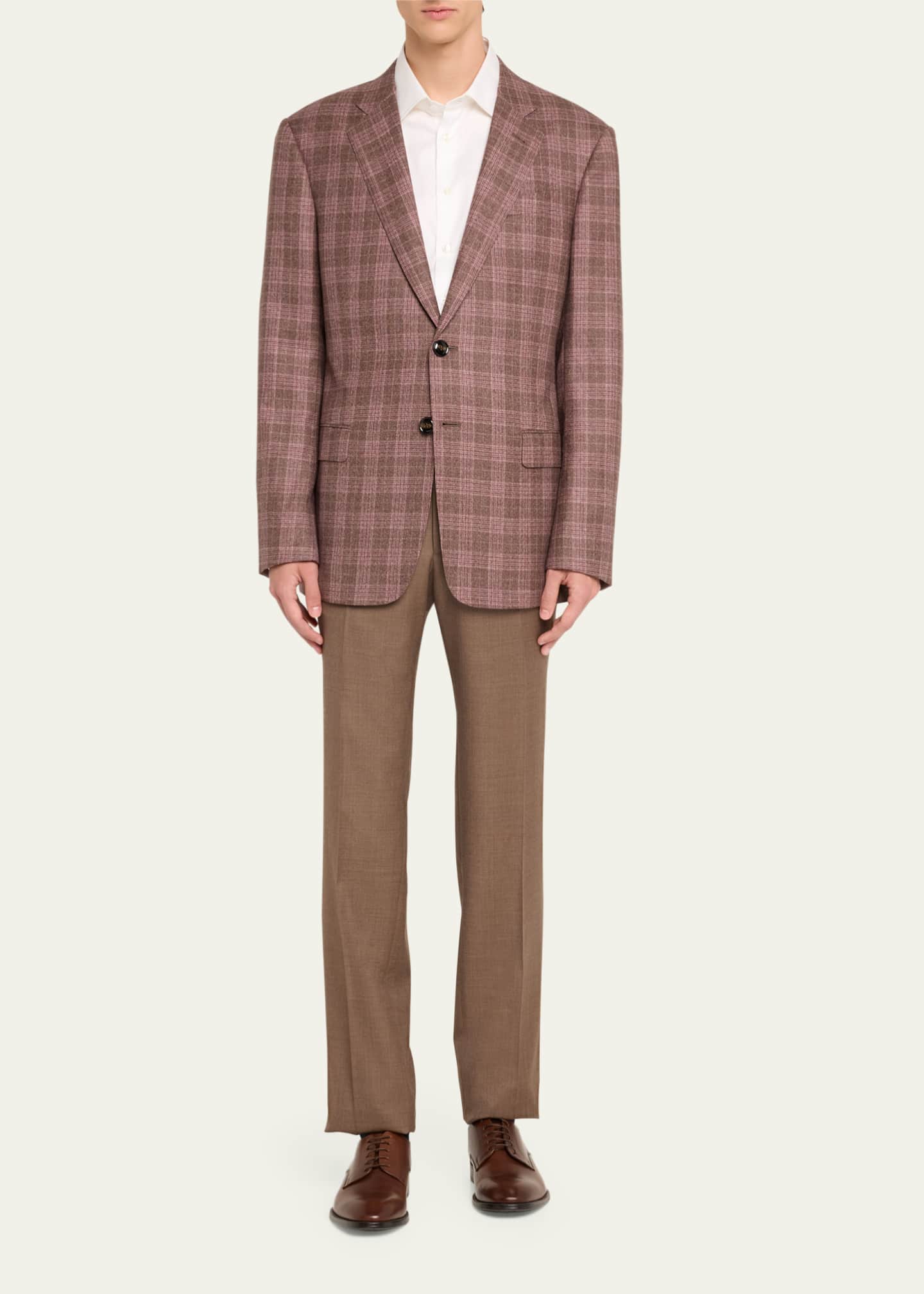 Giorgio Armani Men's Flat-Front Wool Trousers Image 2 of 5