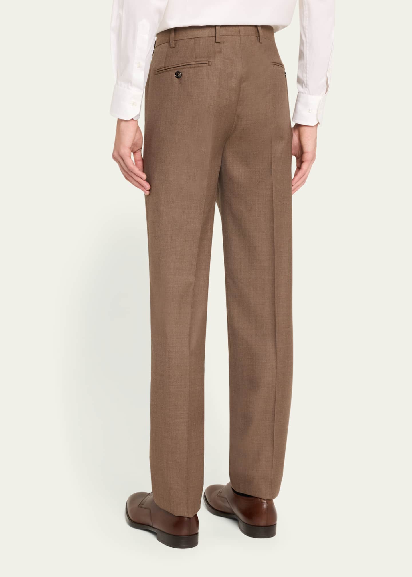 Giorgio Armani Men's Flat-Front Wool Trousers Image 3 of 5