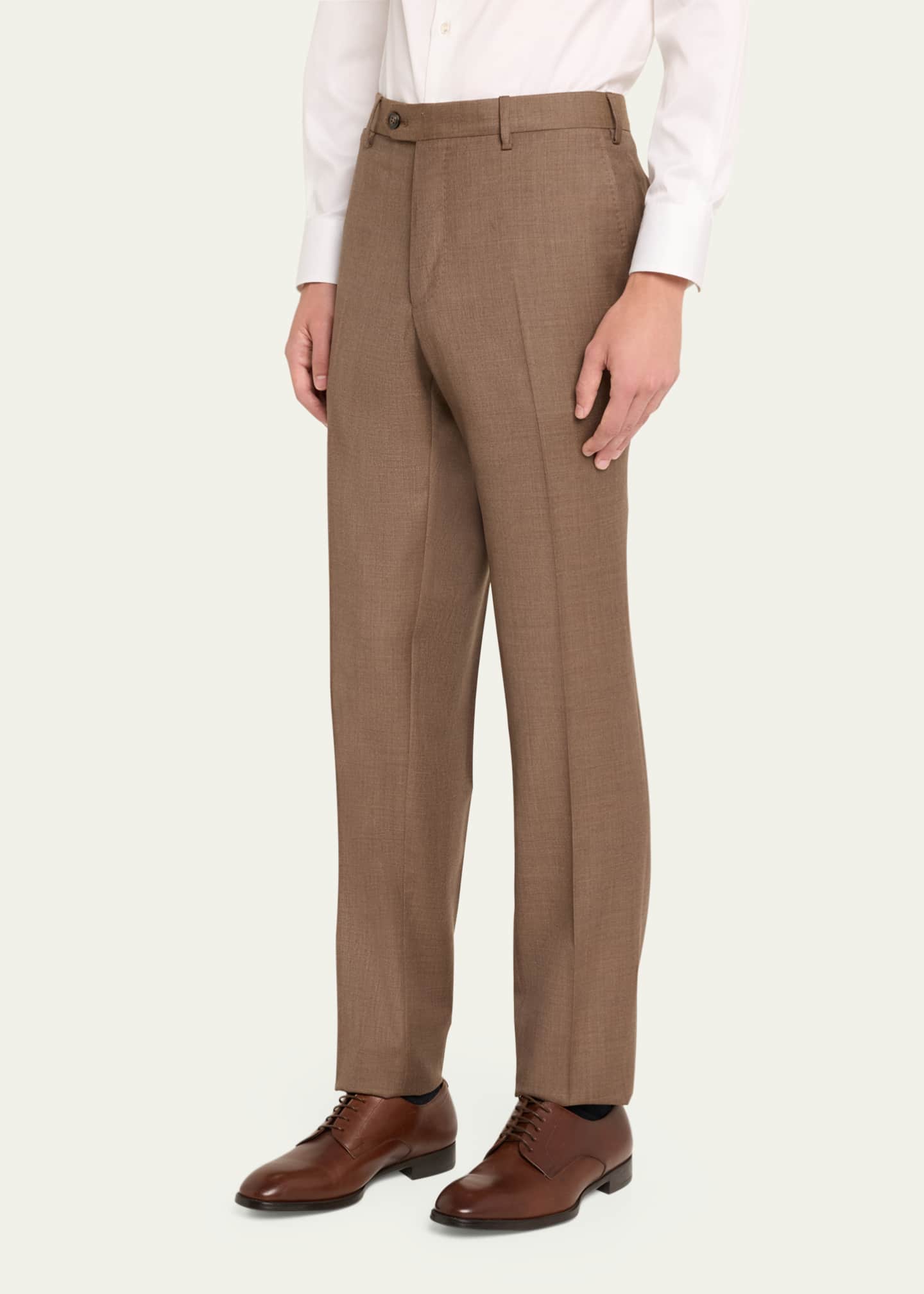 Giorgio Armani Men's Flat-Front Wool Trousers Image 4 of 5