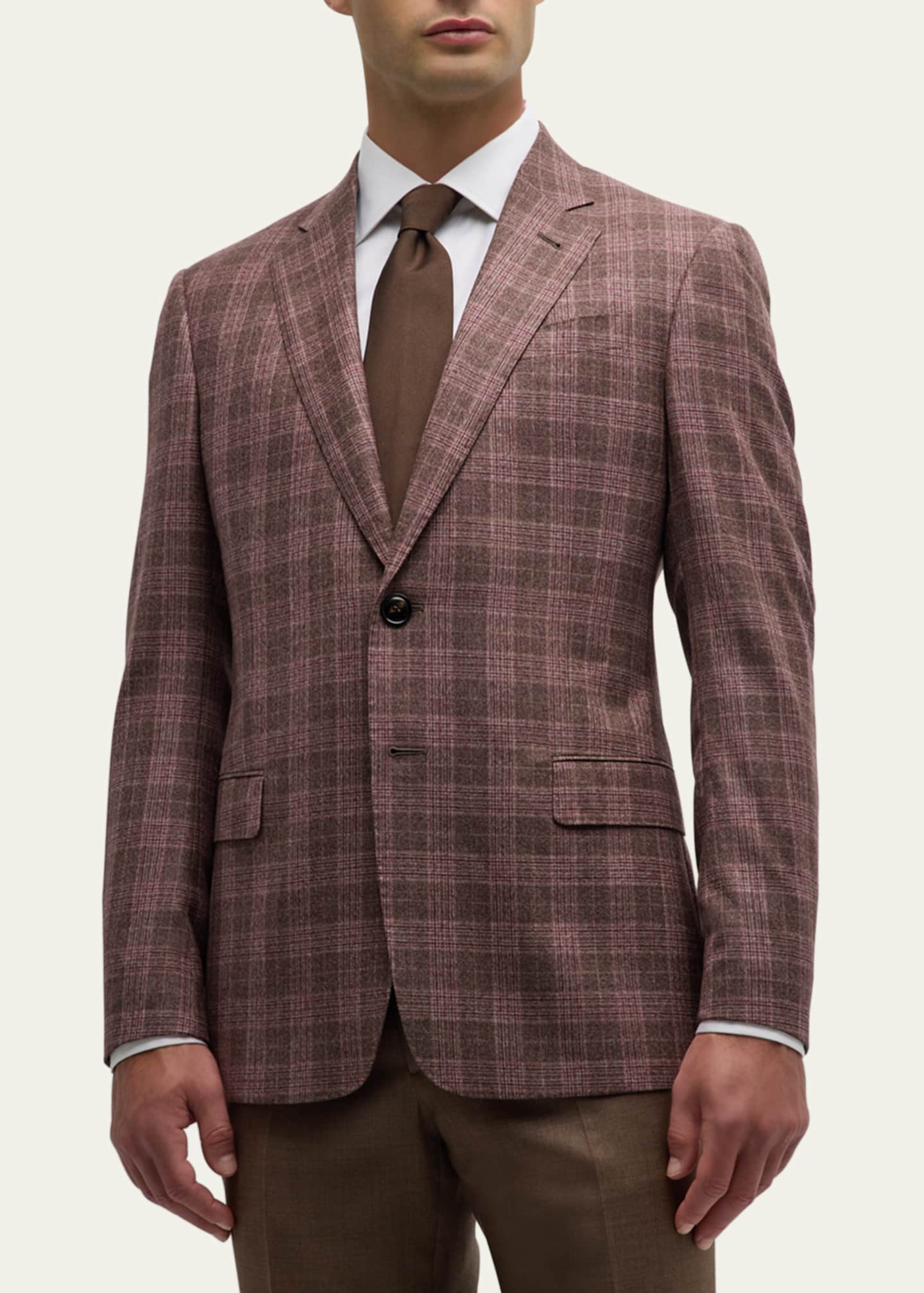 Giorgio Armani Men's Soft Wool-Cashmere Plaid Sport Coat Image 4 of 5