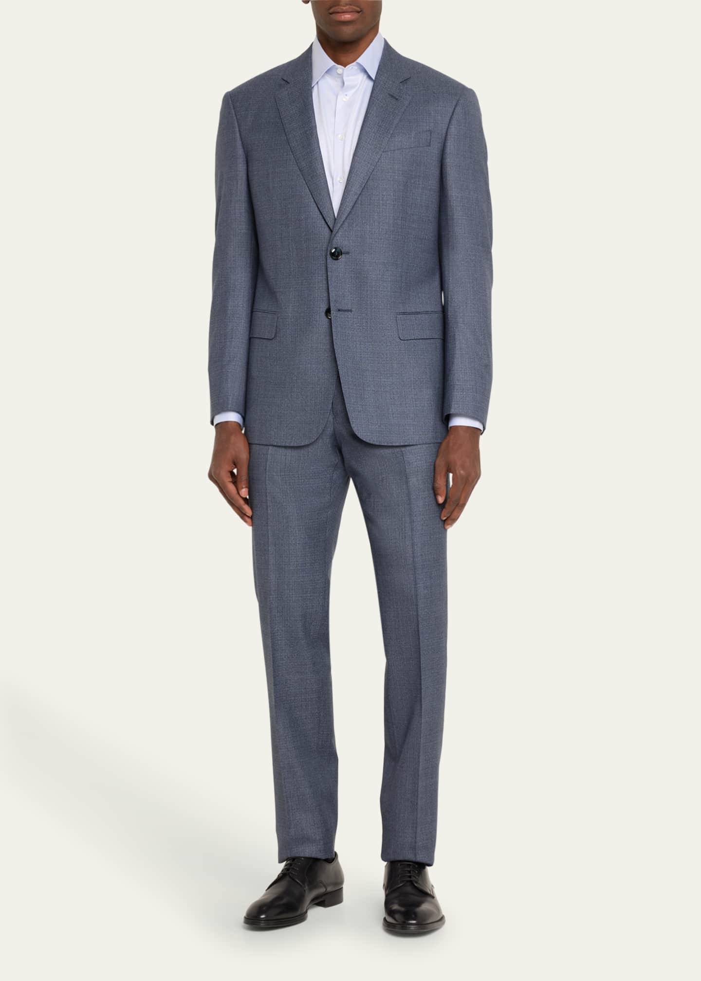 Giorgio Armani Men's Micro-Squares Wool Classic Fit Suit Image 2 of 5
