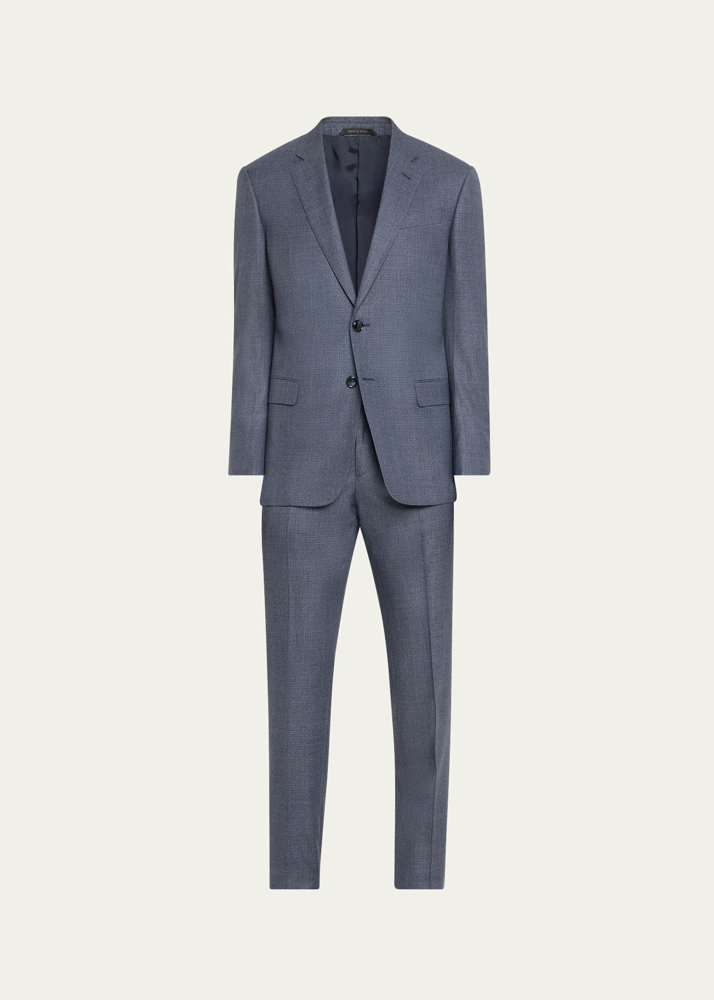 Giorgio Armani Men's Micro-Squares Wool Classic Fit Suit Image 1 of 5