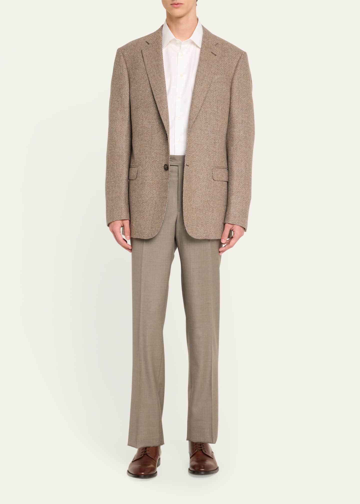 Giorgio Armani Men's Flat-Front Wool Trousers Image 2 of 5