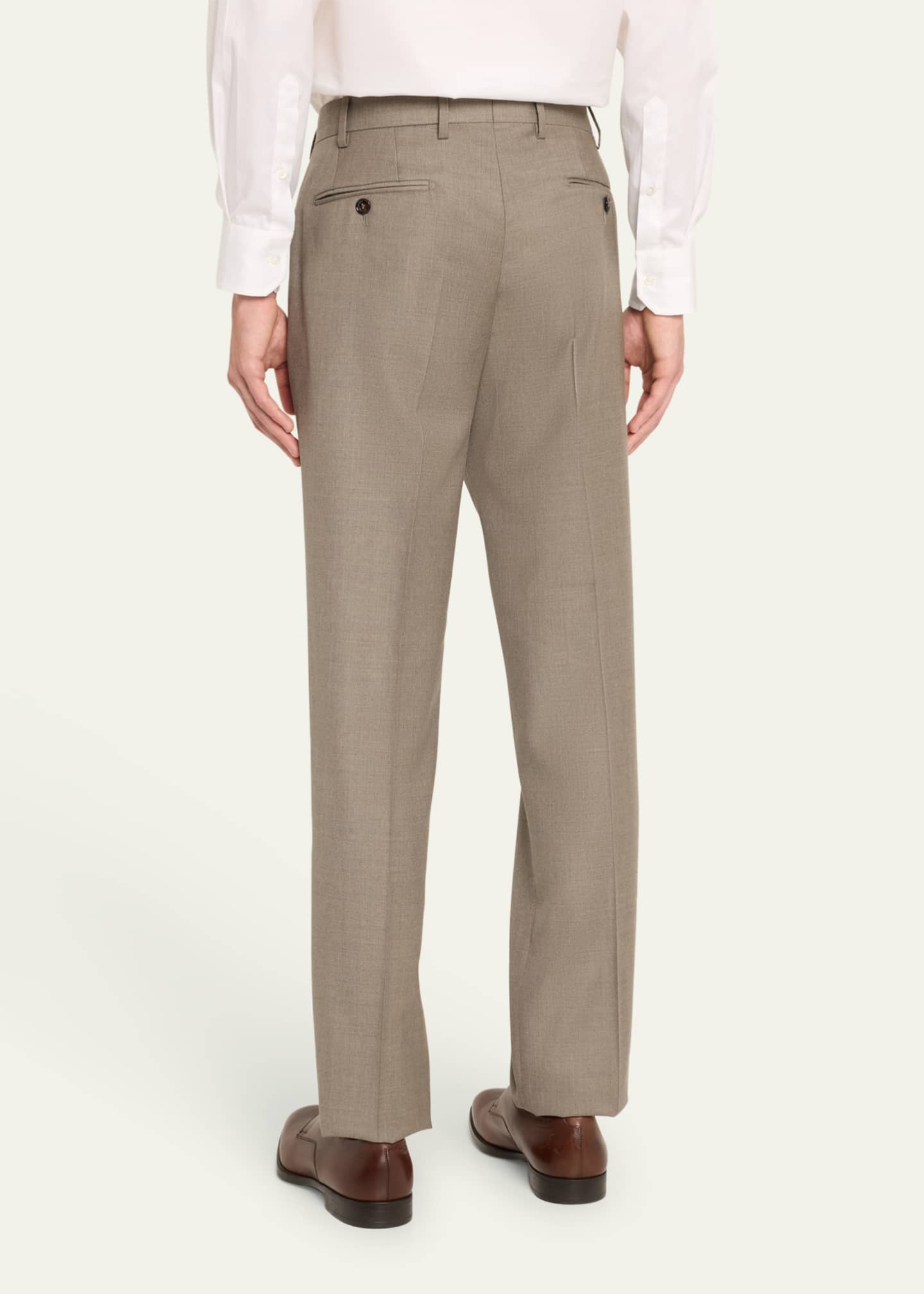 Giorgio Armani Men's Flat-Front Wool Trousers Image 3 of 5