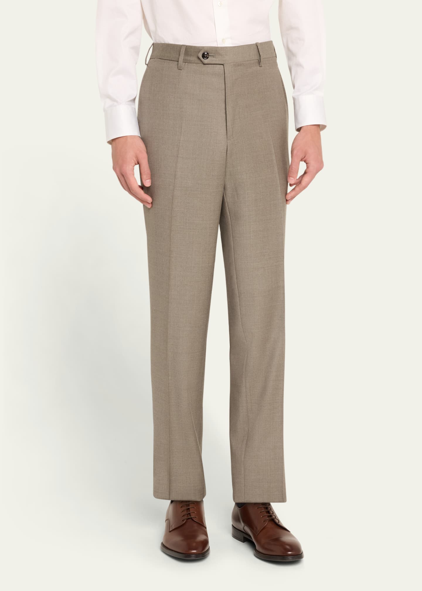 Giorgio Armani Men's Flat-Front Wool Trousers Image 4 of 5