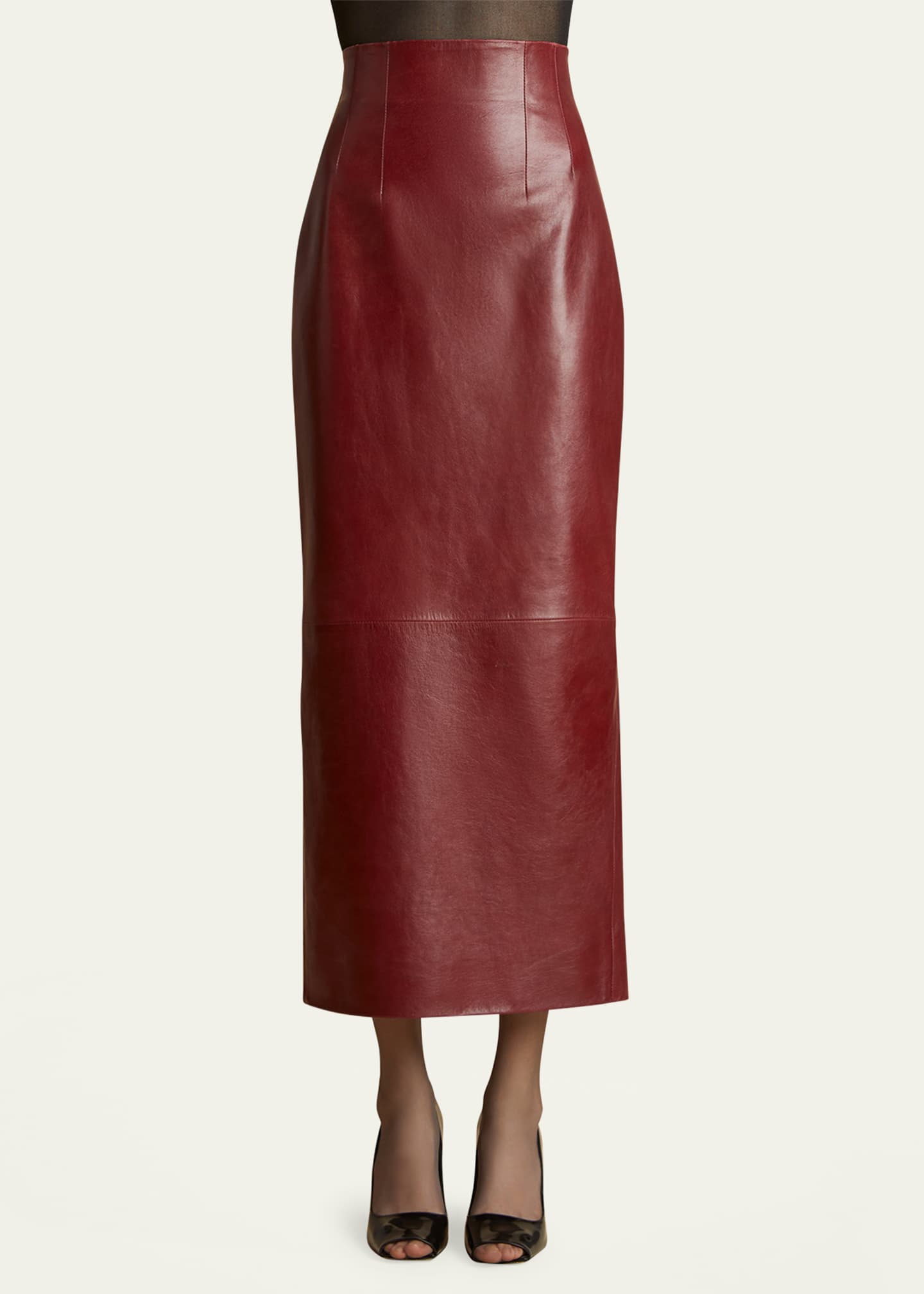 Khaite Loxley Long Leather Pencil Skirt Image 2 of 5