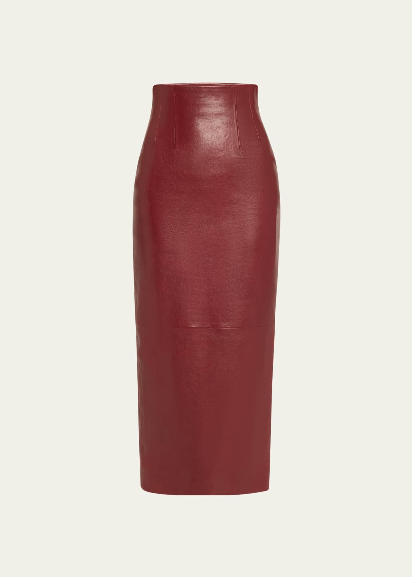 Khaite Loxley Long Leather Pencil Skirt Image 1 of 5