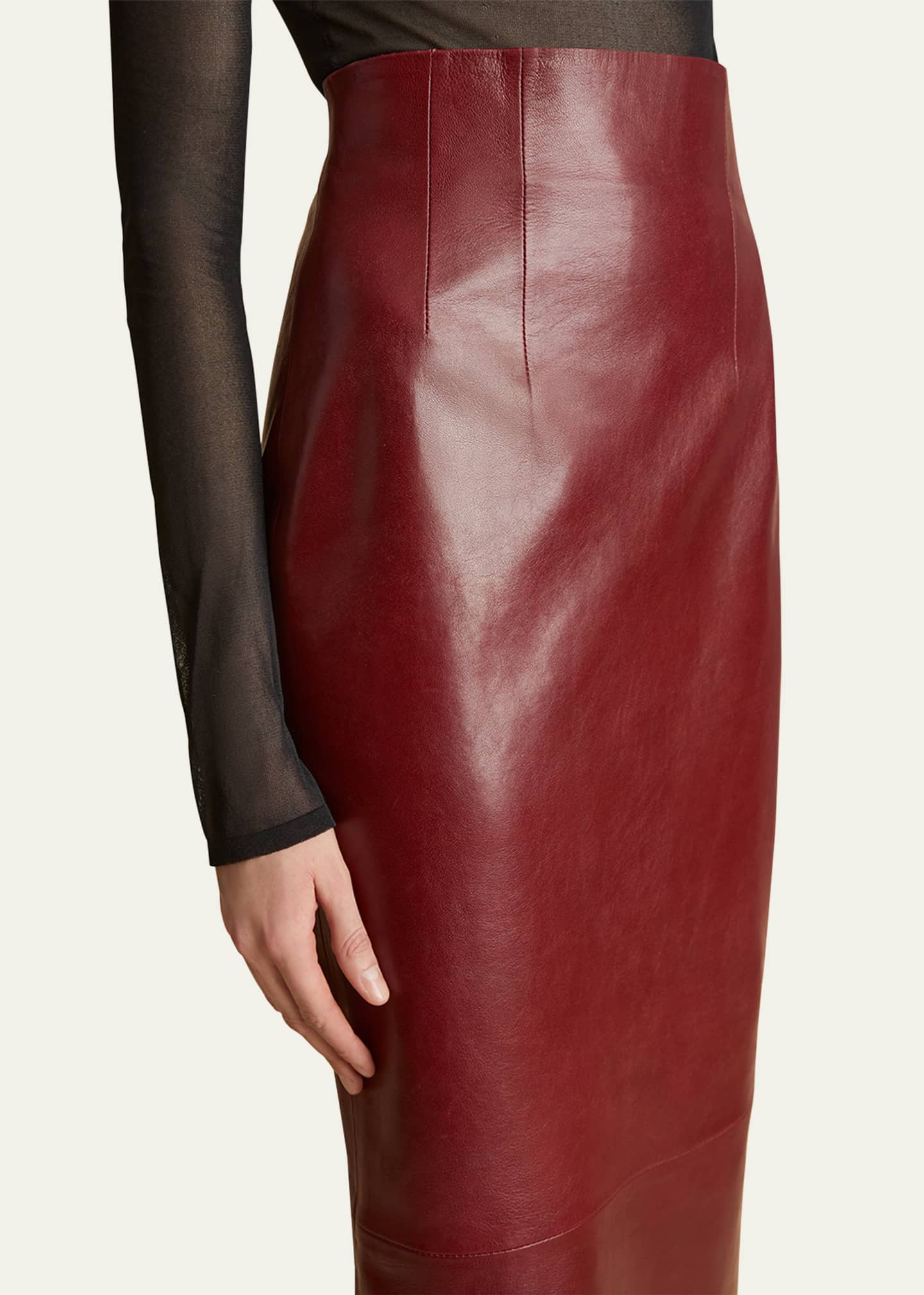 Khaite Loxley Long Leather Pencil Skirt Image 5 of 5