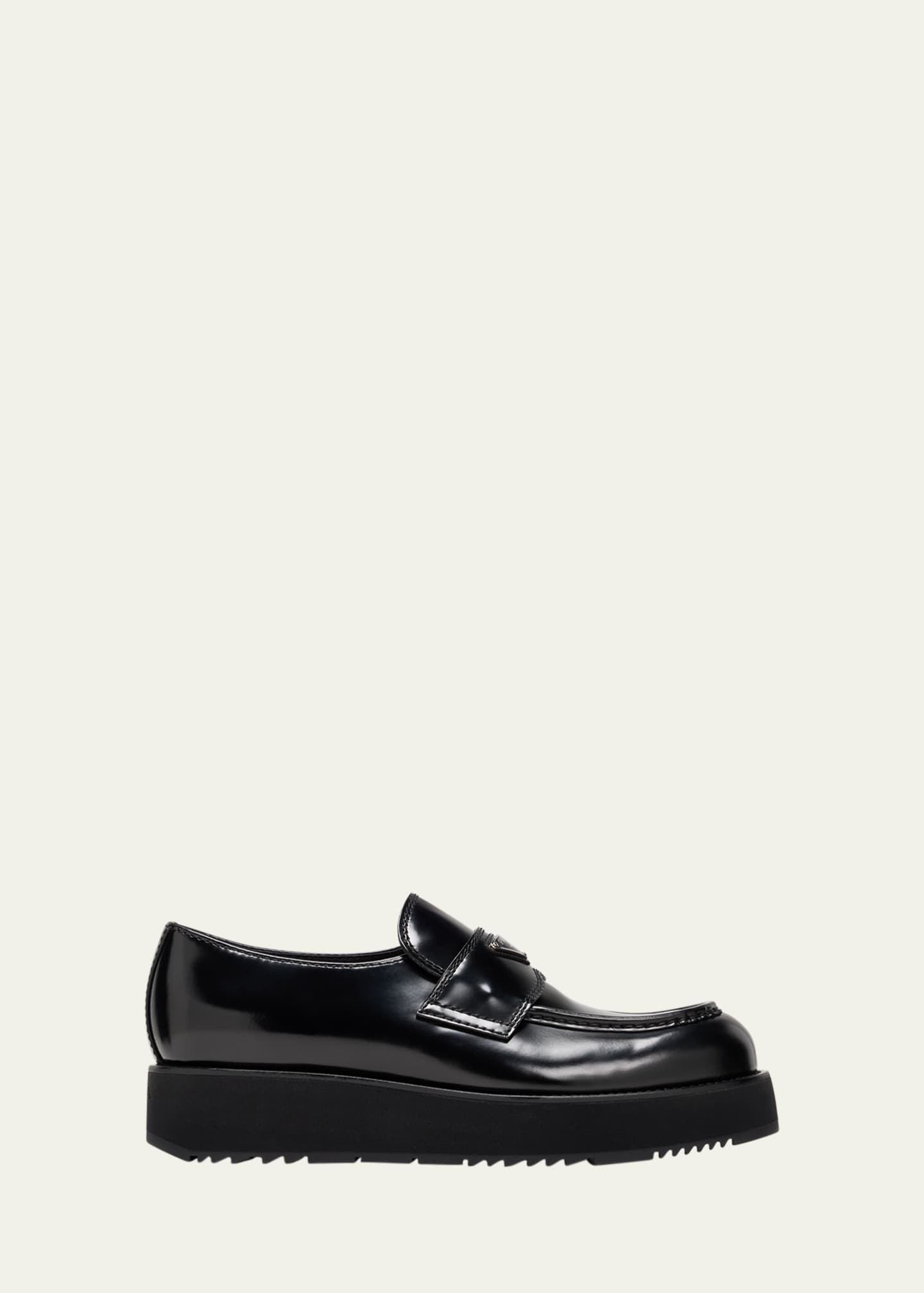 PRADA Sport Black Leather Loafer Linea Rossa 0950 UK8 US9 | eBay