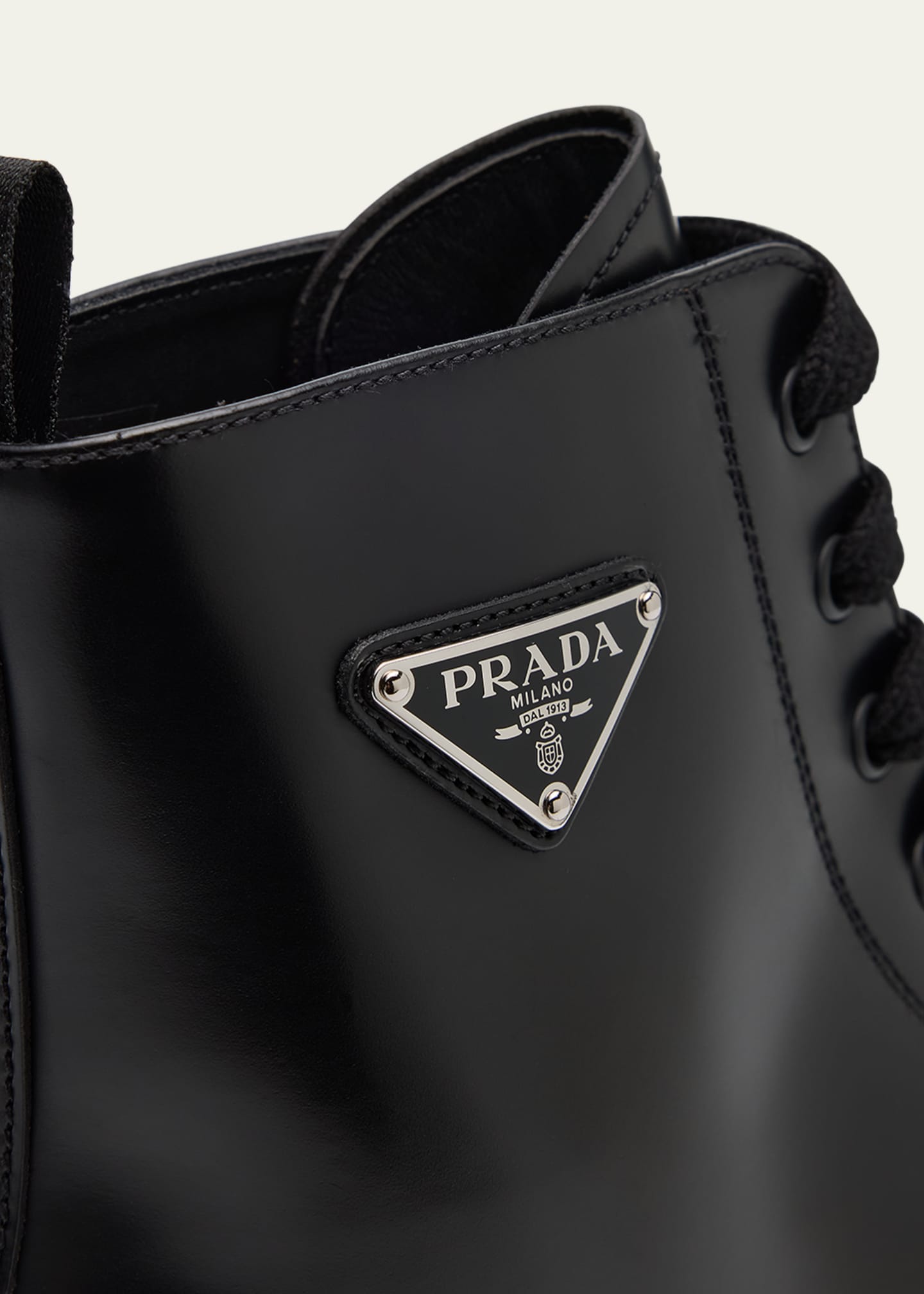 Prada Men's Leather Combat Boots Image 3 of 4