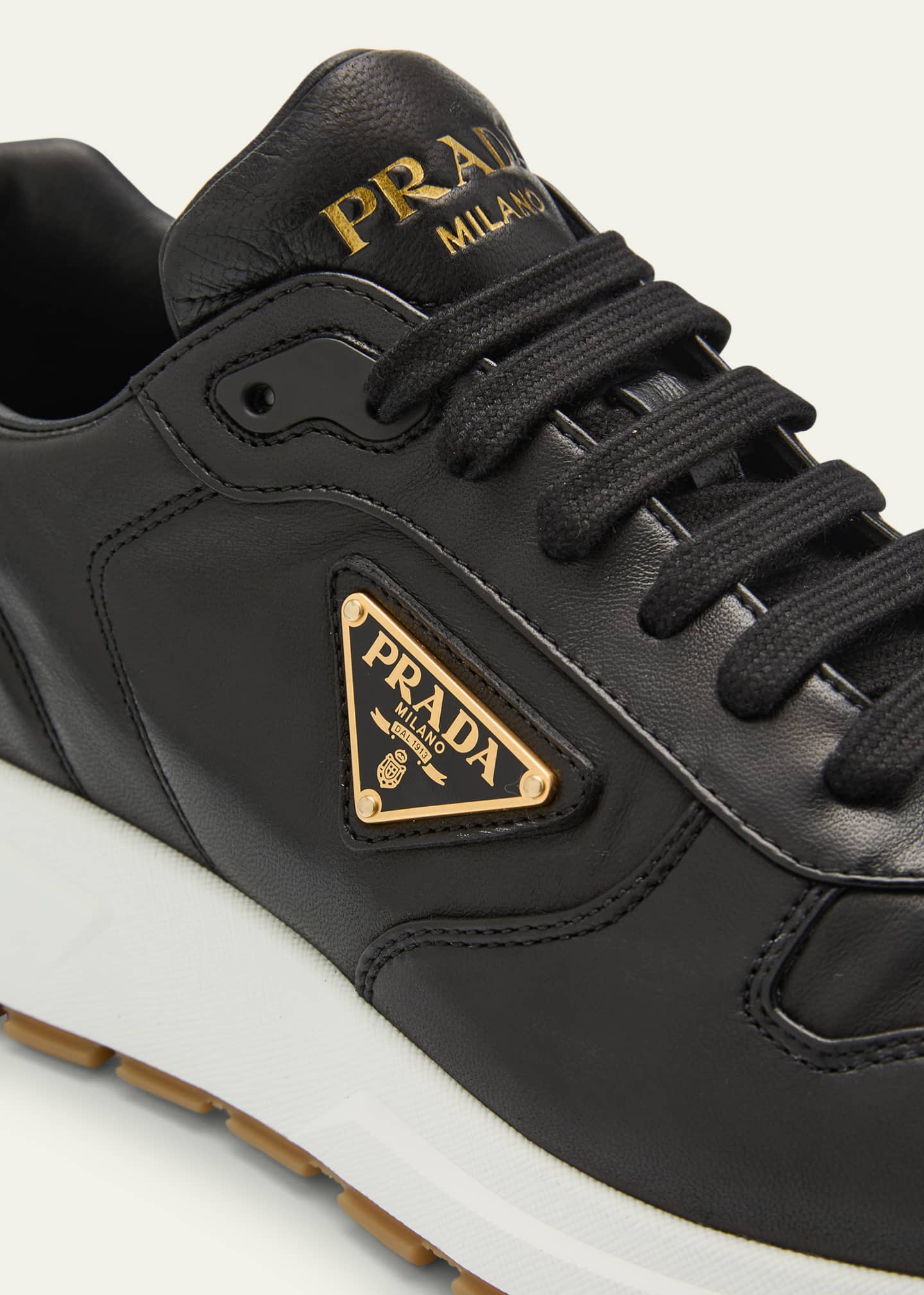 Prada Men's Prax Napa Leather Low-Top Sneakers Image 3 of 4