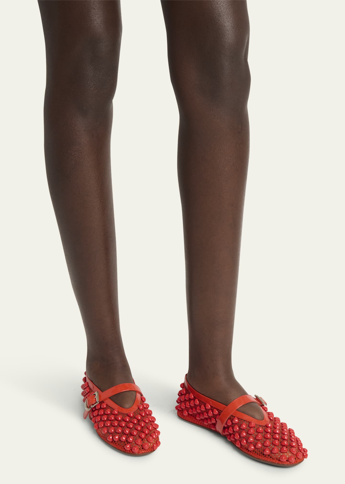 ALAIA Beaded Net Mary Jane Ballerina Flats Image 2 of 5