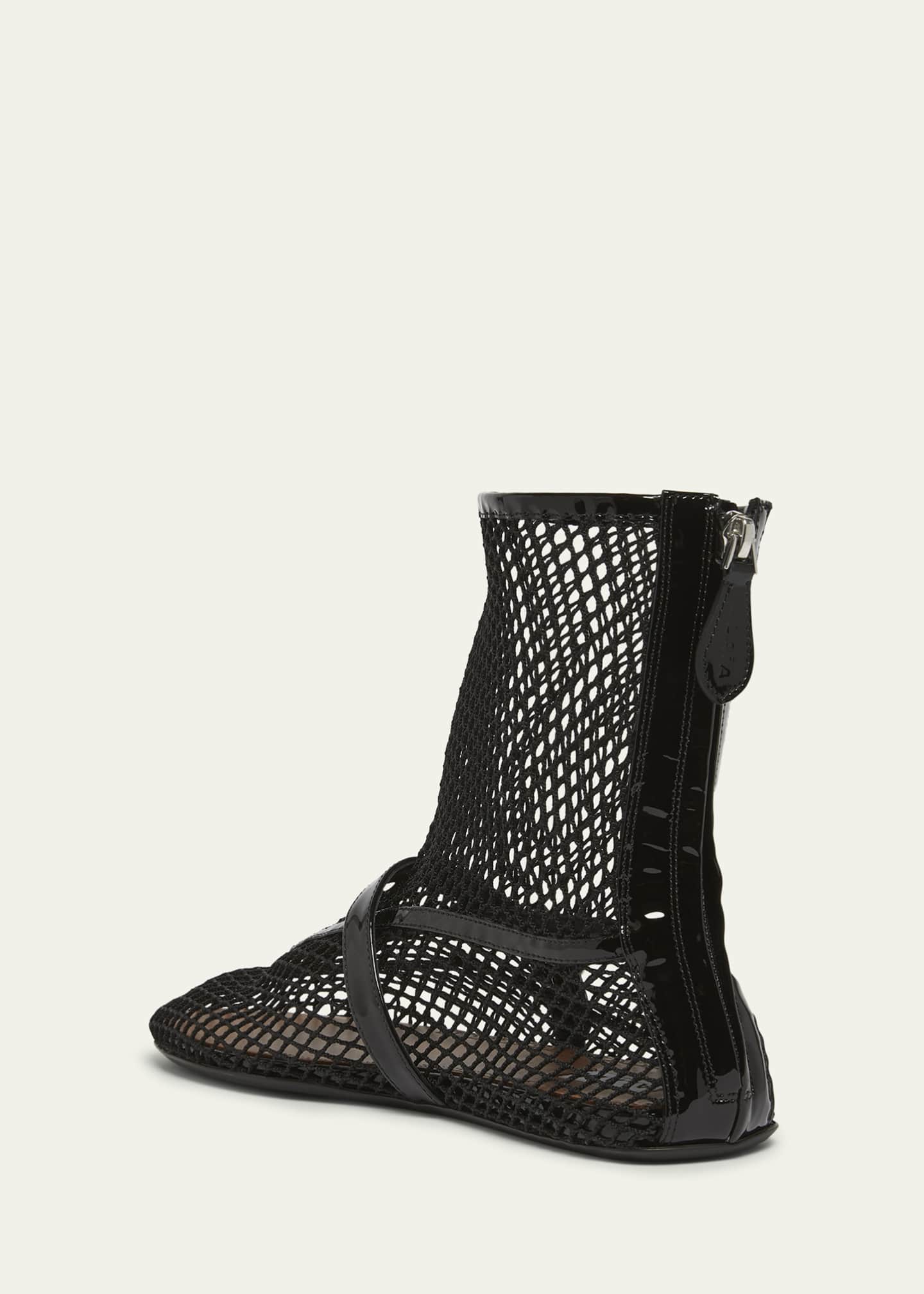 ALAIA Fishnet Patent Ballerina Booties Image 4 of 5