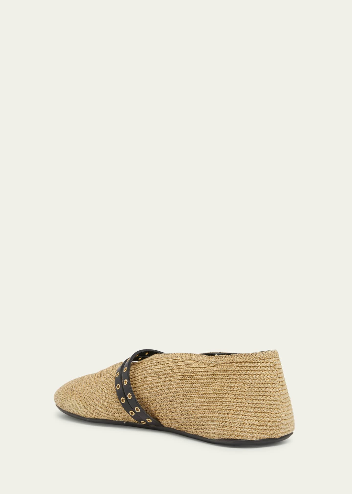 ALAIA Paper Straw Mary Jane Ballerina Flats - Bergdorf Goodman