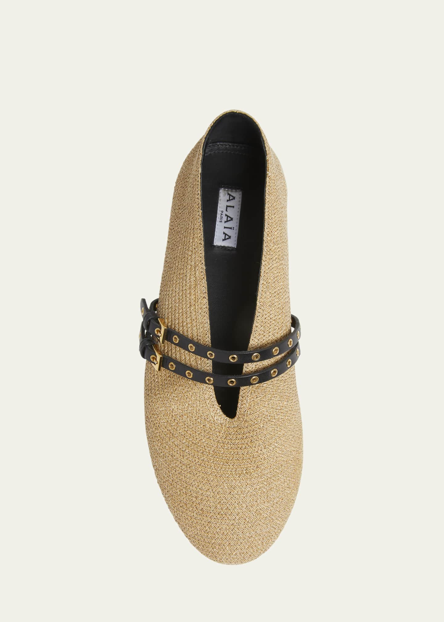 【関税&送料込】Alaia Alaia Paper Straw Flat Ballerinas ALAIA Paper Straw Mary Jane Ballerina Flats | Neiman Marcus