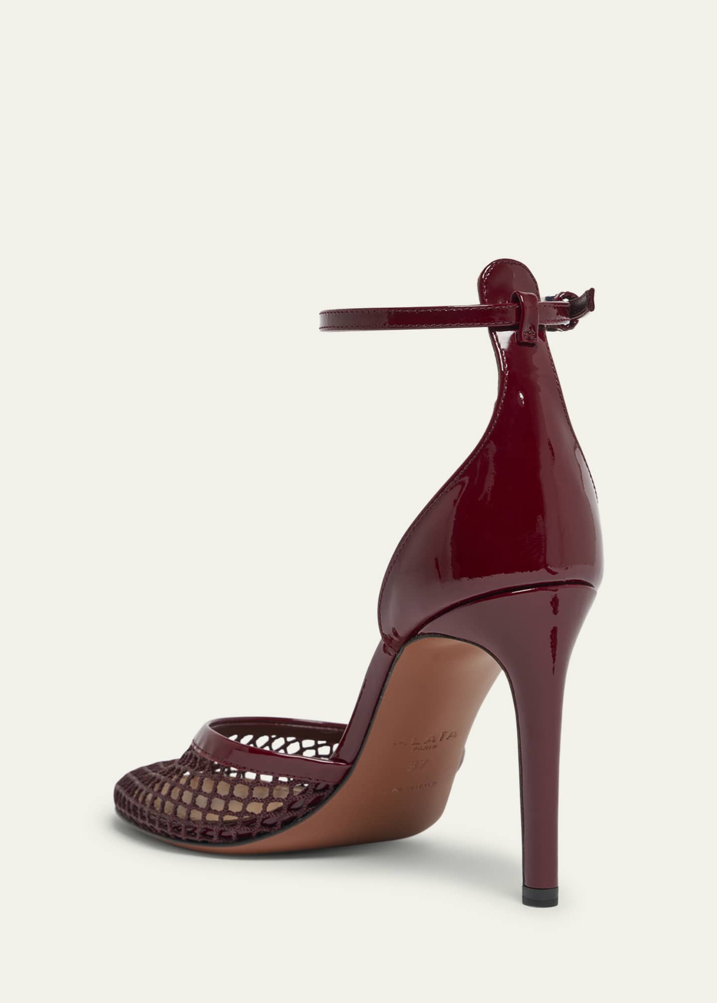 Fishnet Patent Ankle-Strap Pumps