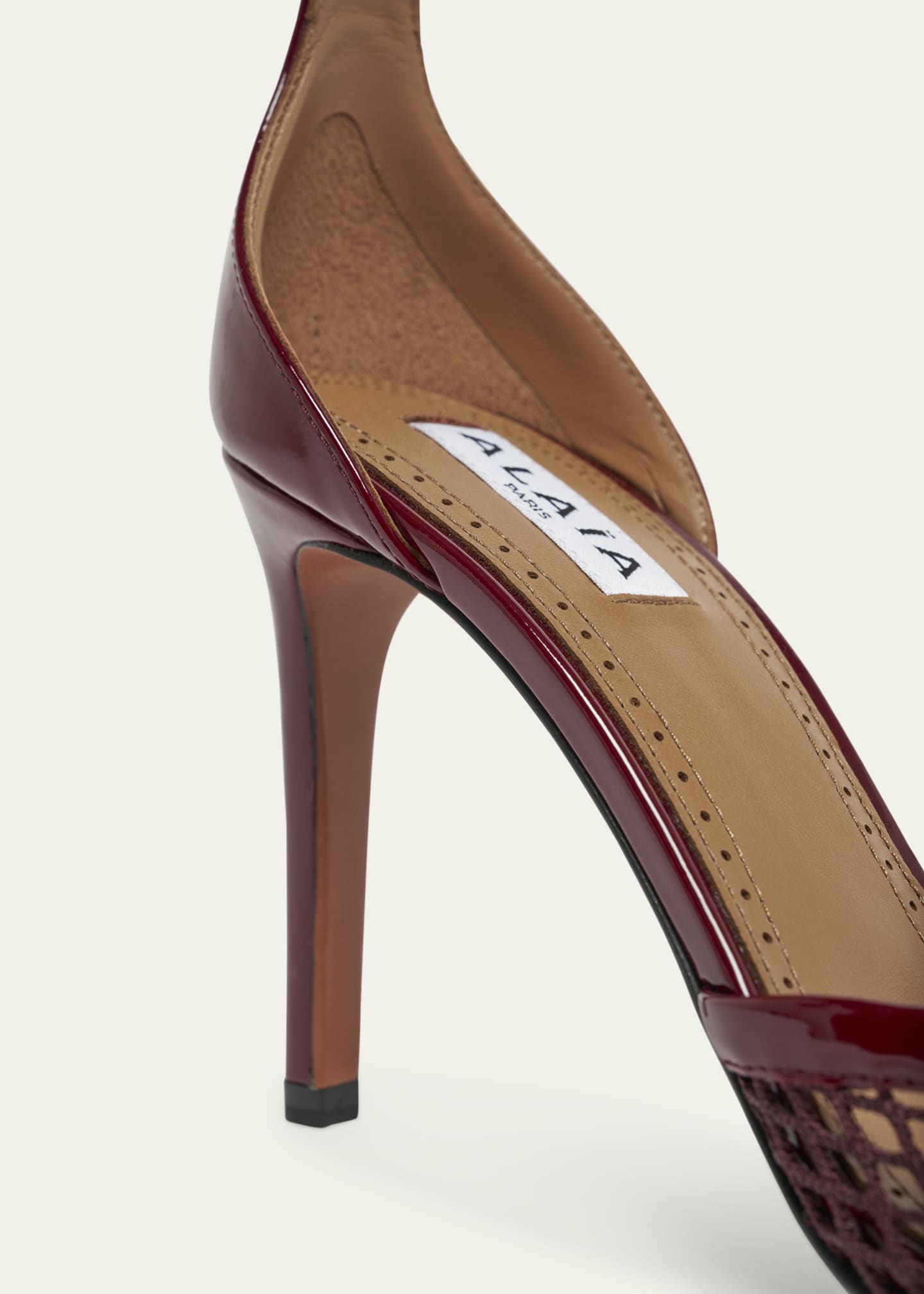 Fishnet Patent Ankle-Strap Pumps