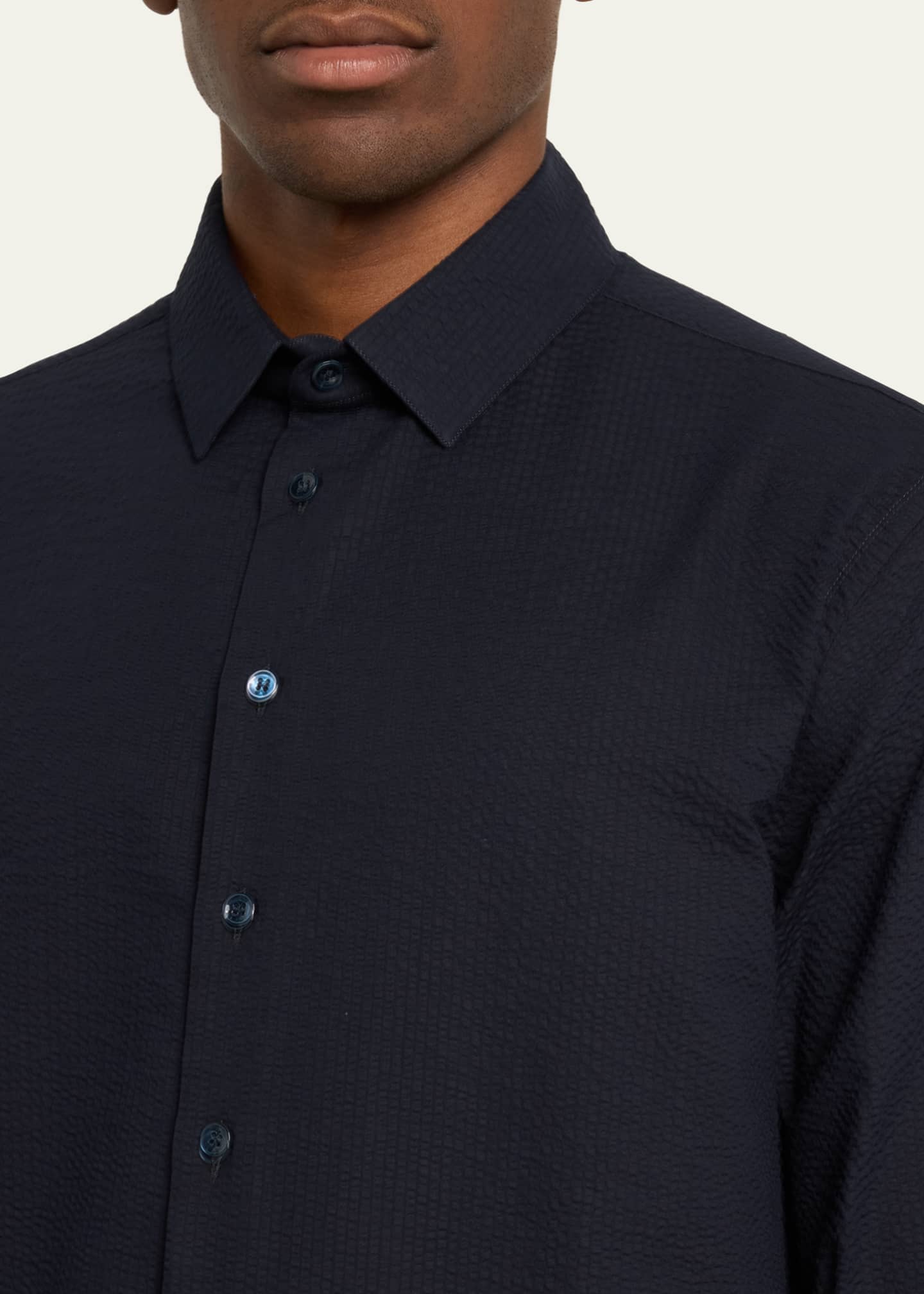 Giorgio Armani Men's Seersucker Sport Shirt Image 5 of 5