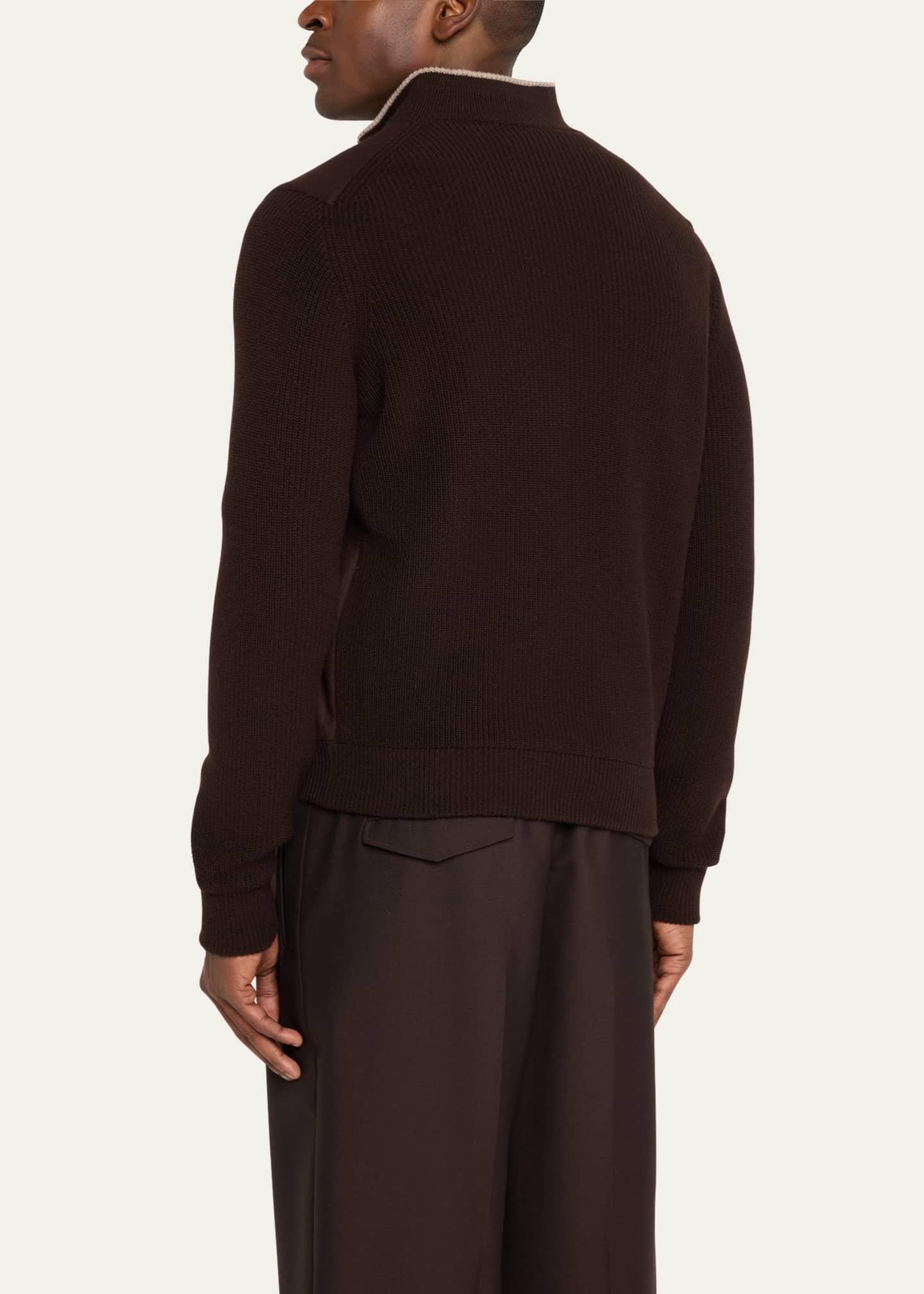 Fioroni Men's Wool Knit Full-Zip Bomber Jacket Image 3 of 5