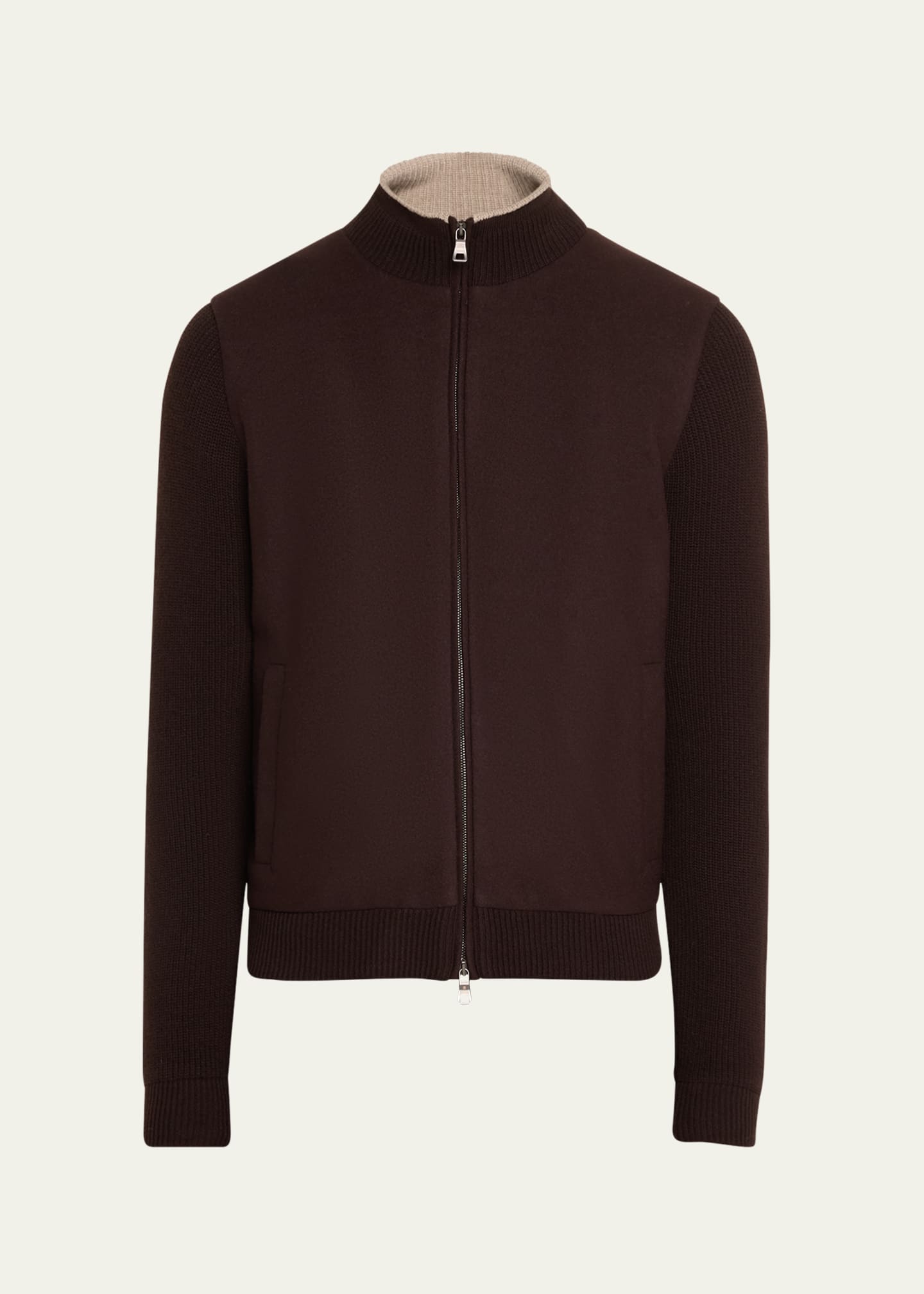 Fioroni Men's Wool Knit Full-Zip Bomber Jacket Image 1 of 5