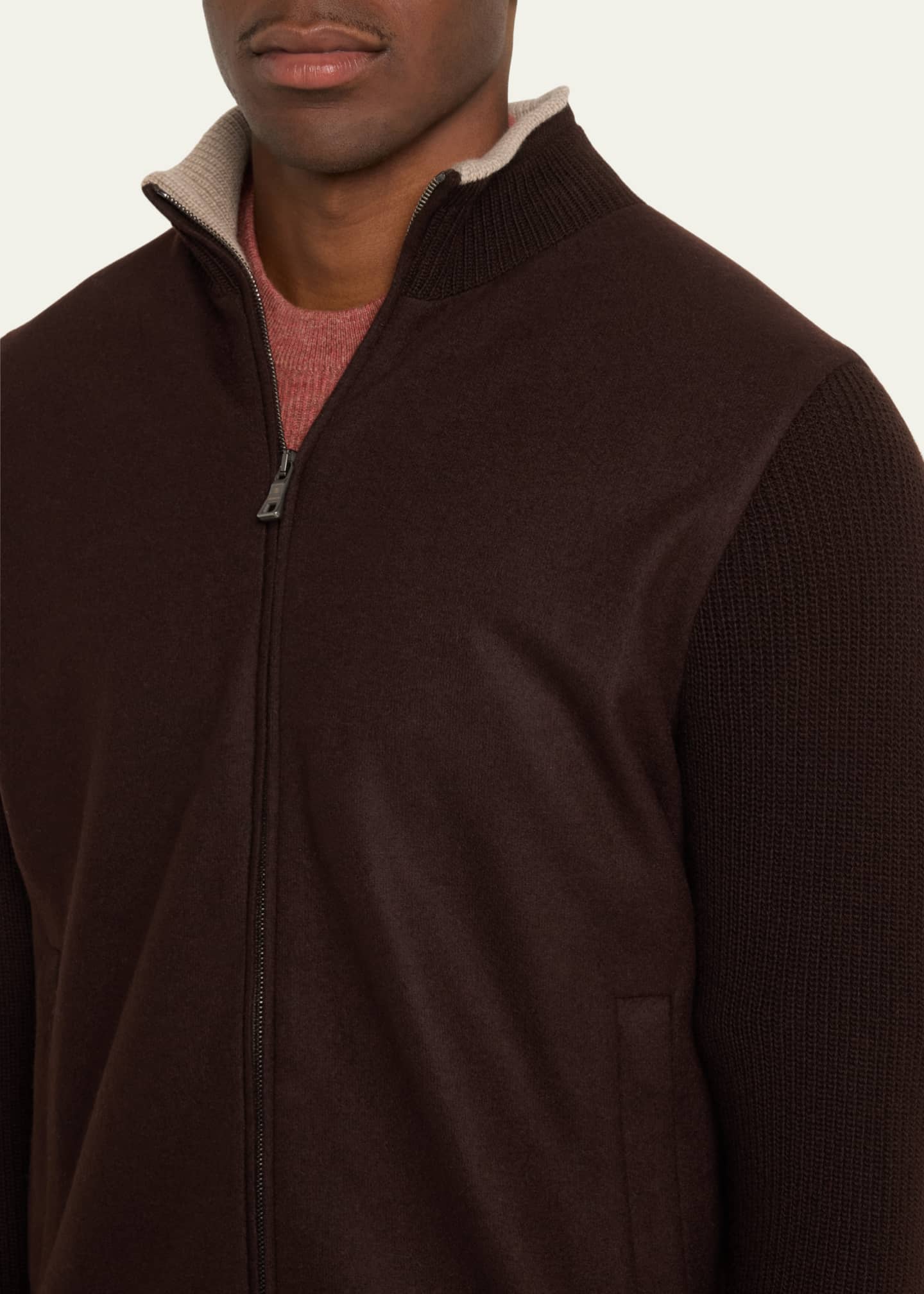 Fioroni Men's Wool Knit Full-Zip Bomber Jacket Image 5 of 5