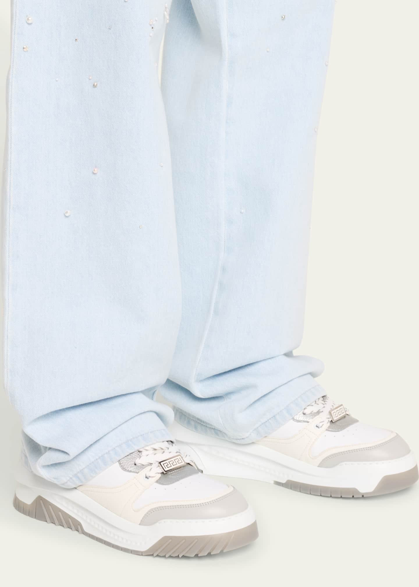 Versace Men's Odissea Leather Low-Top Sneakers Image 2 of 4