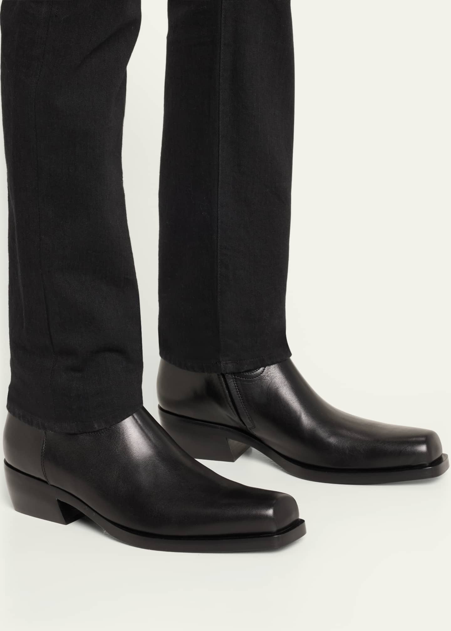 Versace Men's Square-Toe Leather Ankle Boots Image 2 of 4