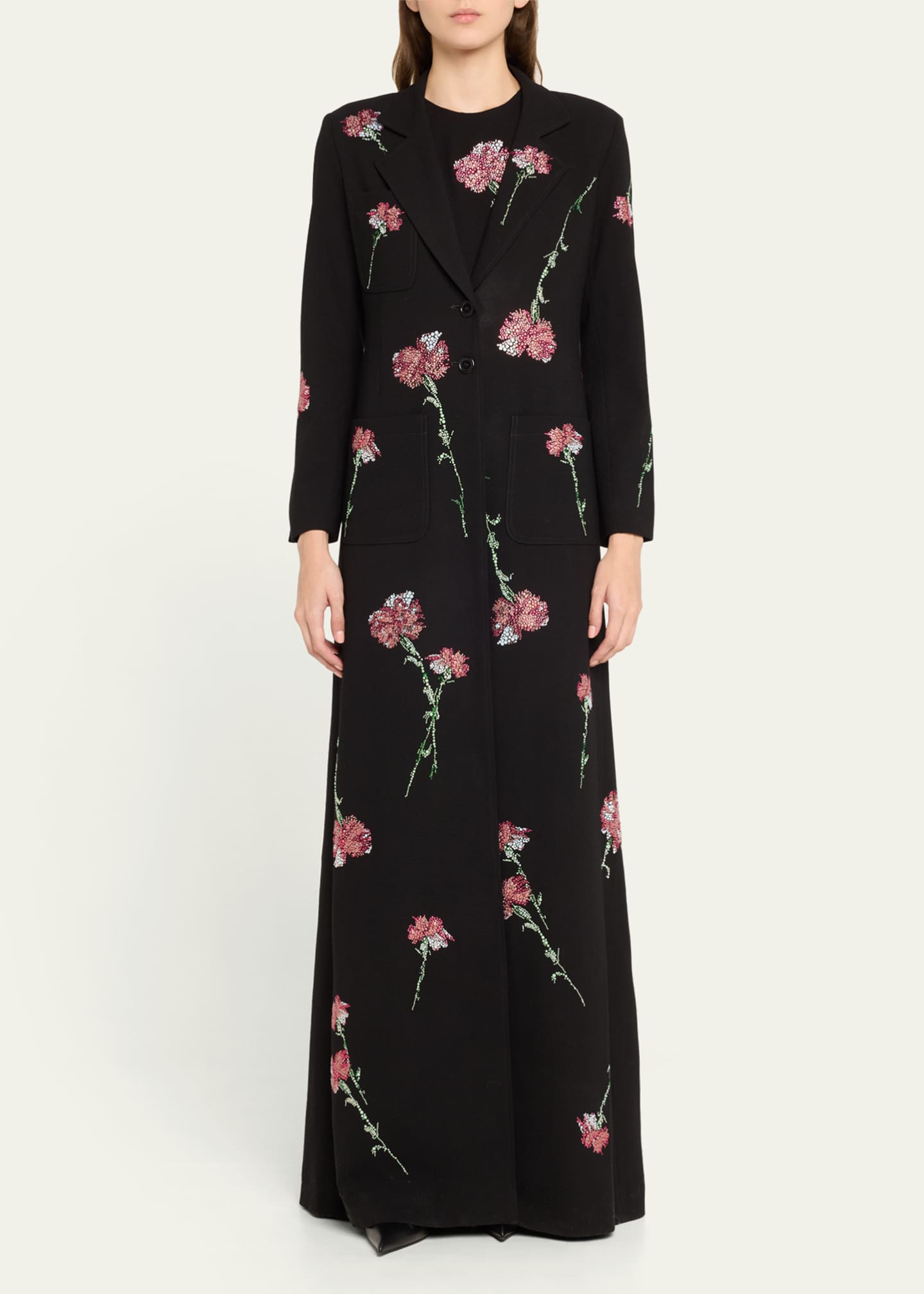 Libertine Cecil Beaton Pink Carnation Embellished Maxi Coat Image 2 of 5
