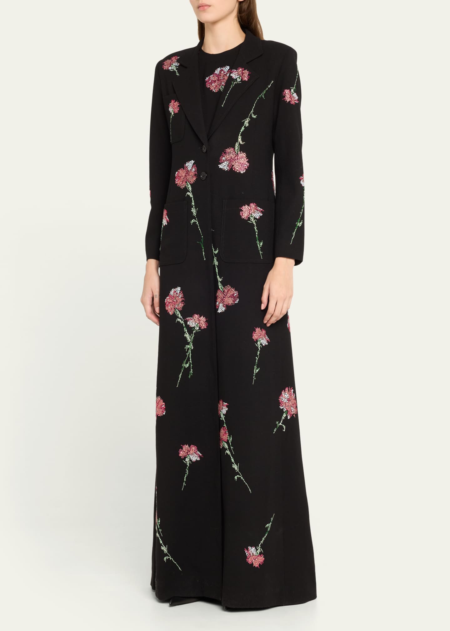 Libertine Cecil Beaton Pink Carnation Embellished Maxi Coat Image 4 of 5