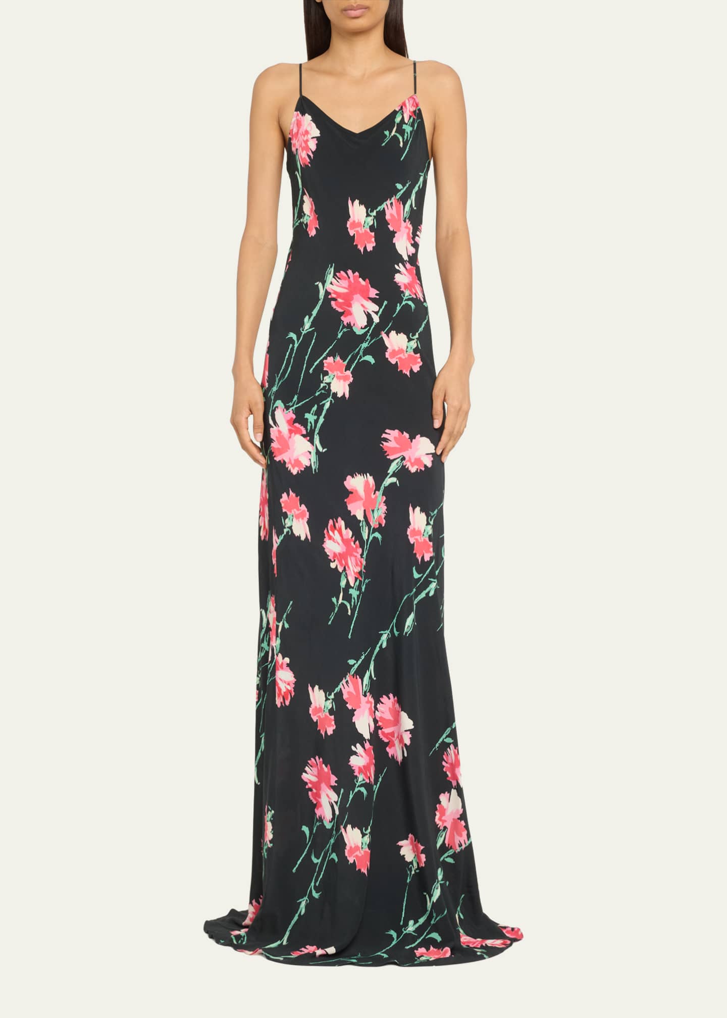 Libertine Cecil Beaton Pink Carnation Maxi Bias Slip Dress Image 2 of 5
