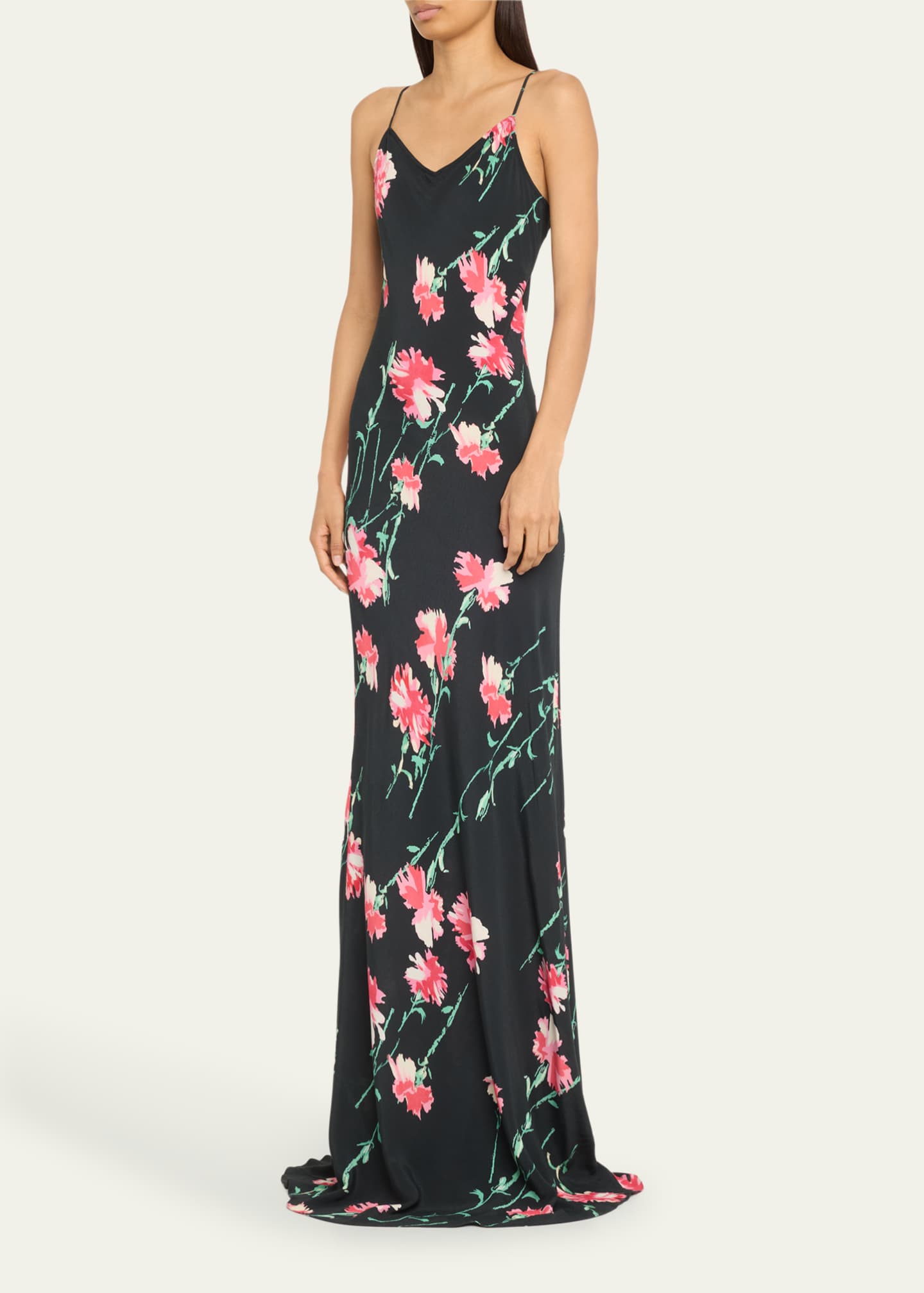 Libertine Cecil Beaton Pink Carnation Maxi Bias Slip Dress Image 4 of 5