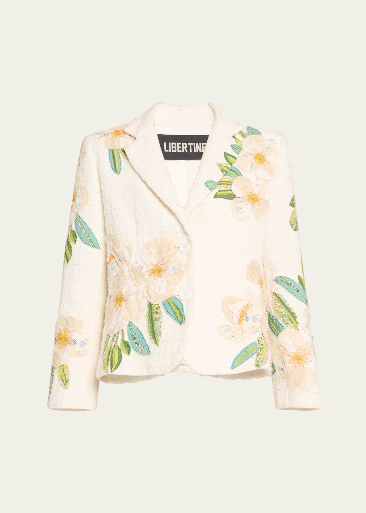 Libertine White Poppy Sequined Applique Short Jacket Image 1 of 5