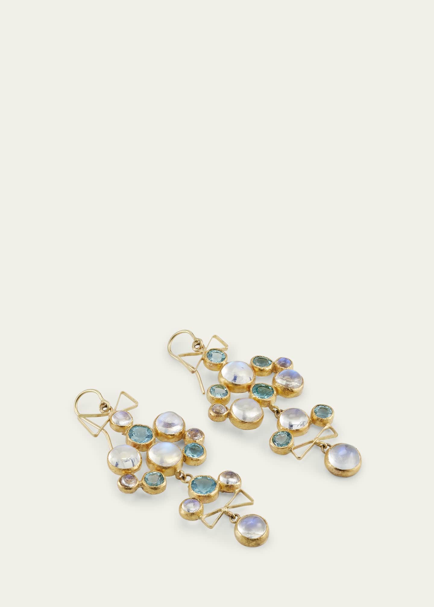 JUDY GEIB 18K Yellow Gold Apatite and Moonstone Chandelier Earrings Image 3 of 4