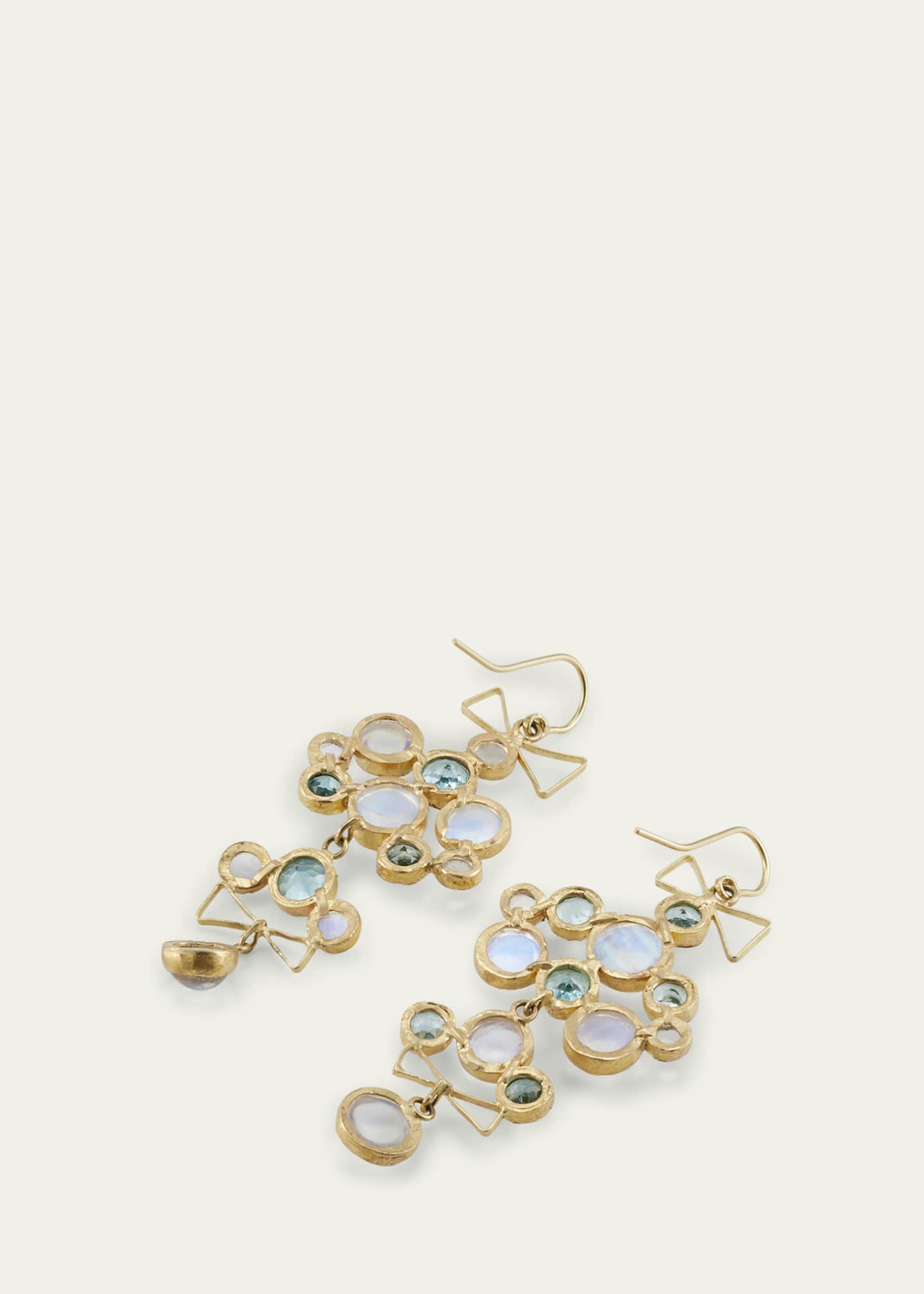 JUDY GEIB 18K Yellow Gold Apatite and Moonstone Chandelier Earrings Image 4 of 4