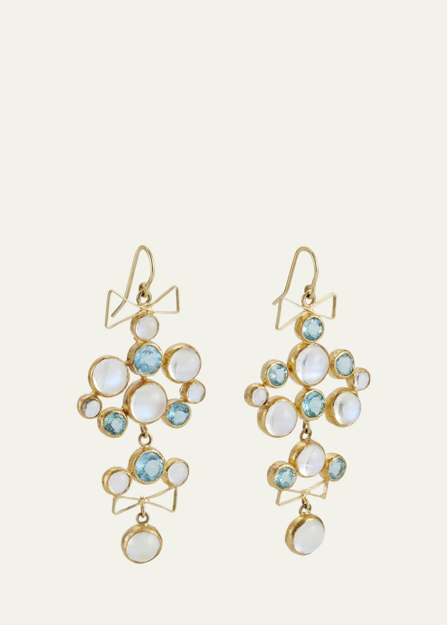 JUDY GEIB 18K Yellow Gold Apatite and Moonstone Chandelier Earrings Image 1 of 4