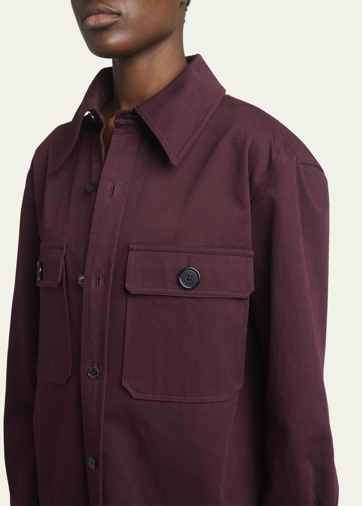 Saint Laurent Button Down Two-Pocket Cotton Drill Shirt Image 5 of 5