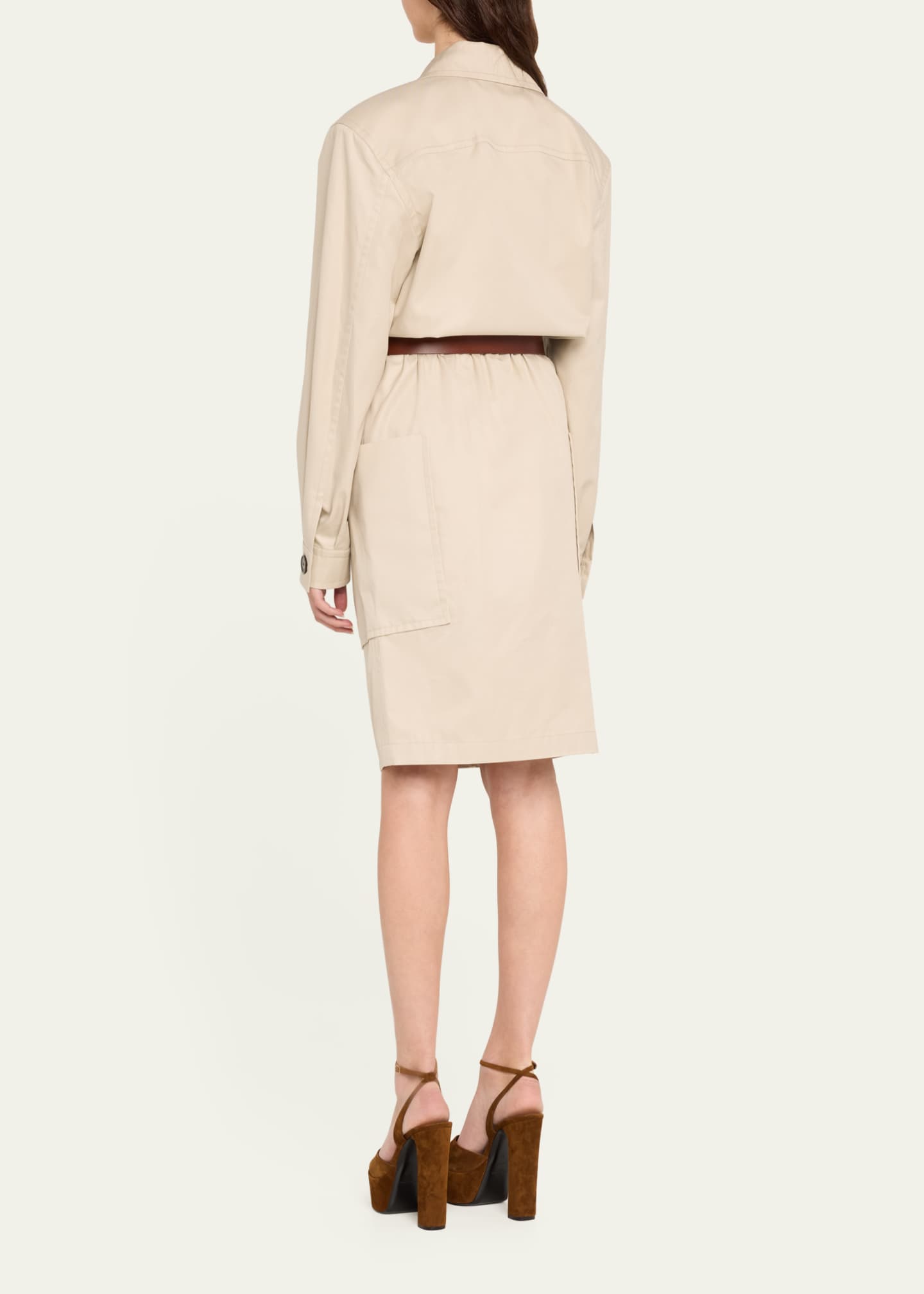 Saint Laurent Short Cargo Pocket Zip Front Shirtdress Image 3 of 5