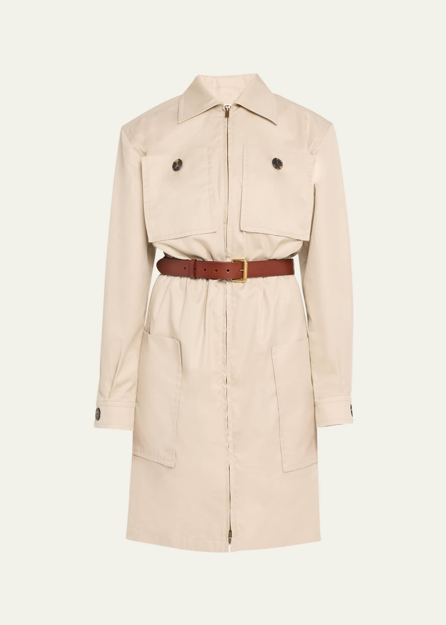 Saint Laurent Short Cargo Pocket Zip Front Shirtdress Image 1 of 5