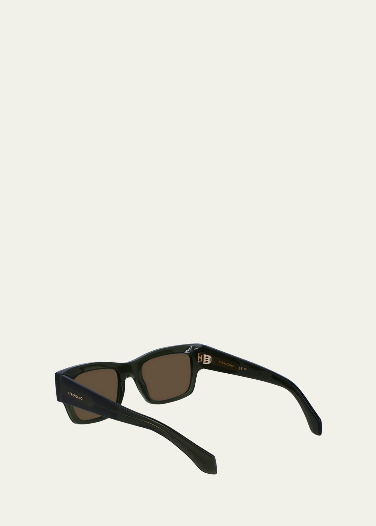 Ferragamo Men's Rivets Acetate Rectangle Sunglasses, 53mm