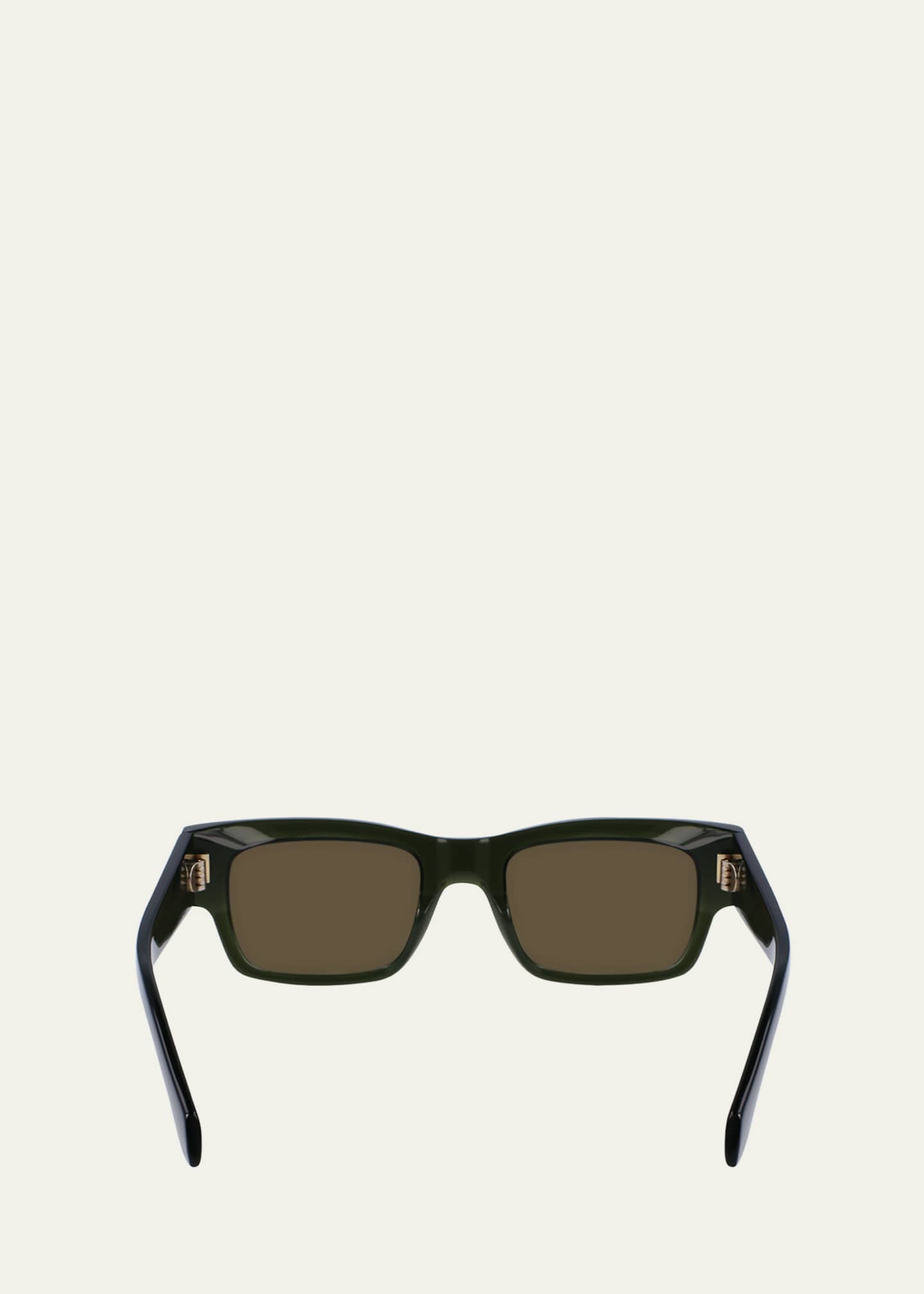 Ferragamo Men's Rivets Acetate Rectangle Sunglasses, 53mm