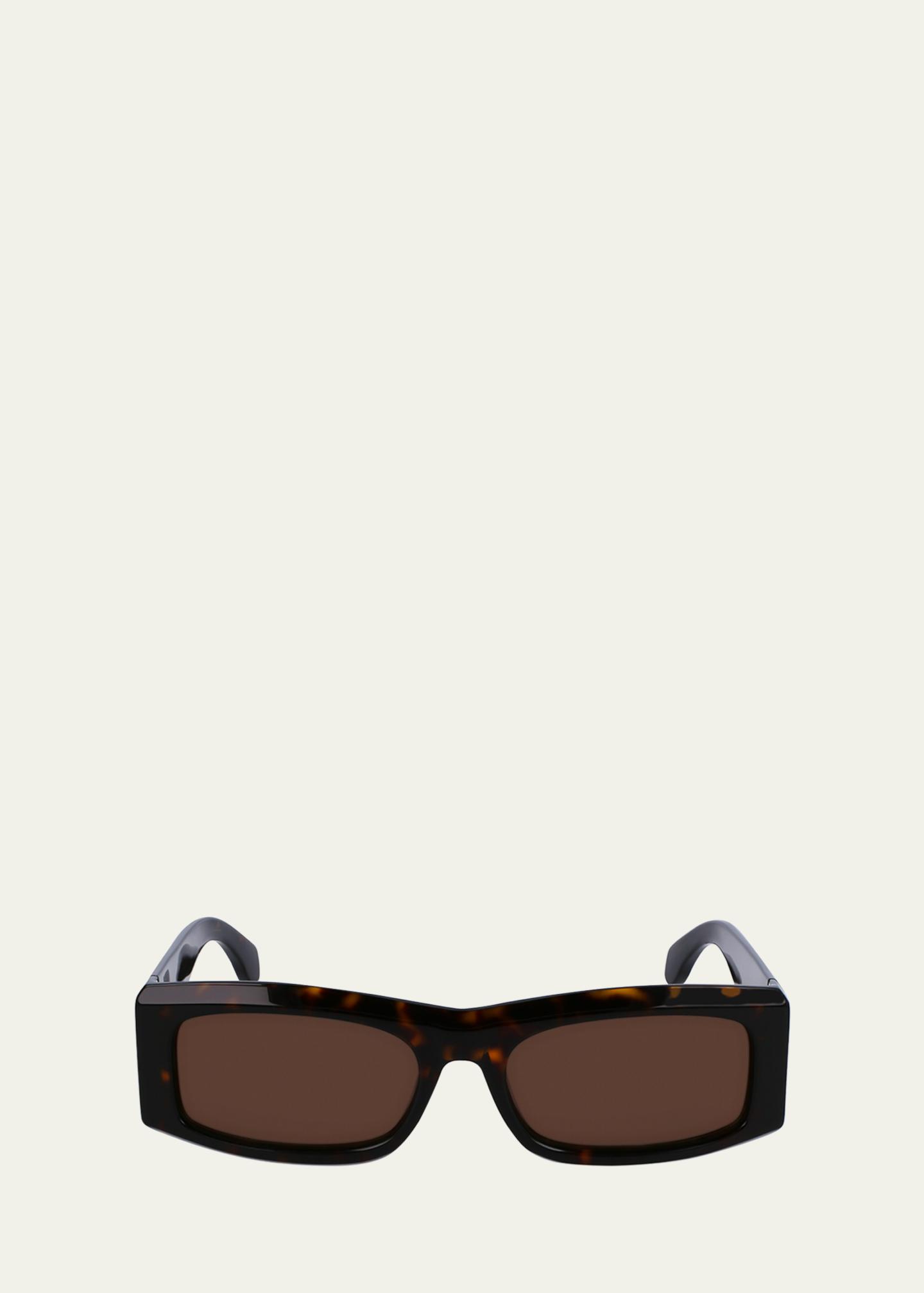 FERRAGAMO Men's Classic Logo Acetate Rectangle Sunglasses, 57mm