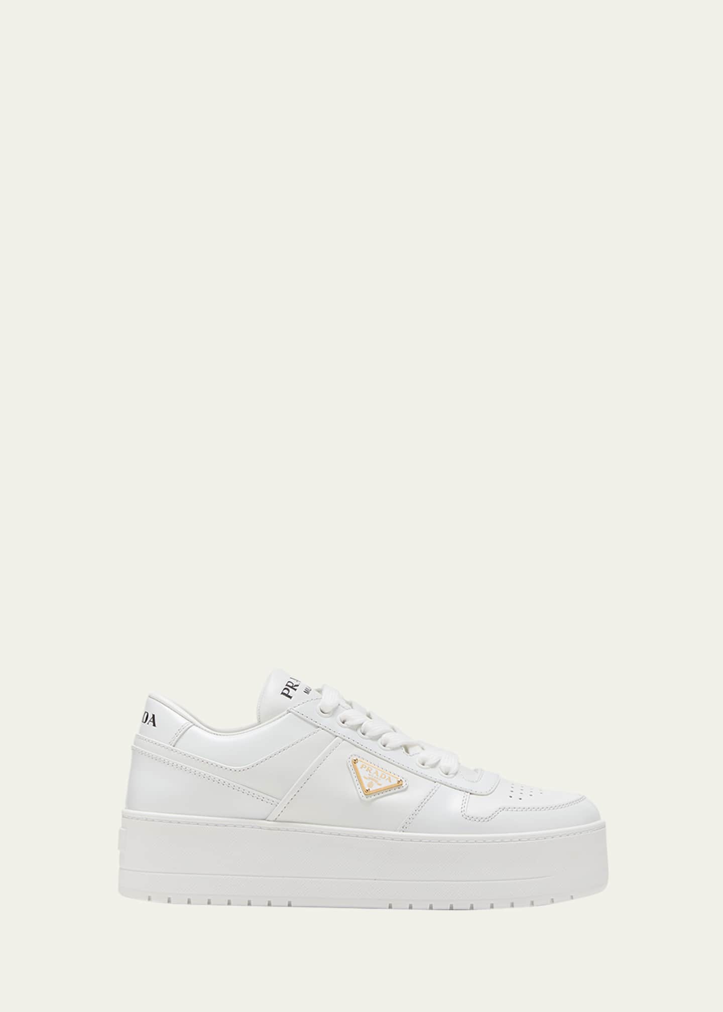 Prada Downtown Leather Low-Top Sneakers Image 1 of 5