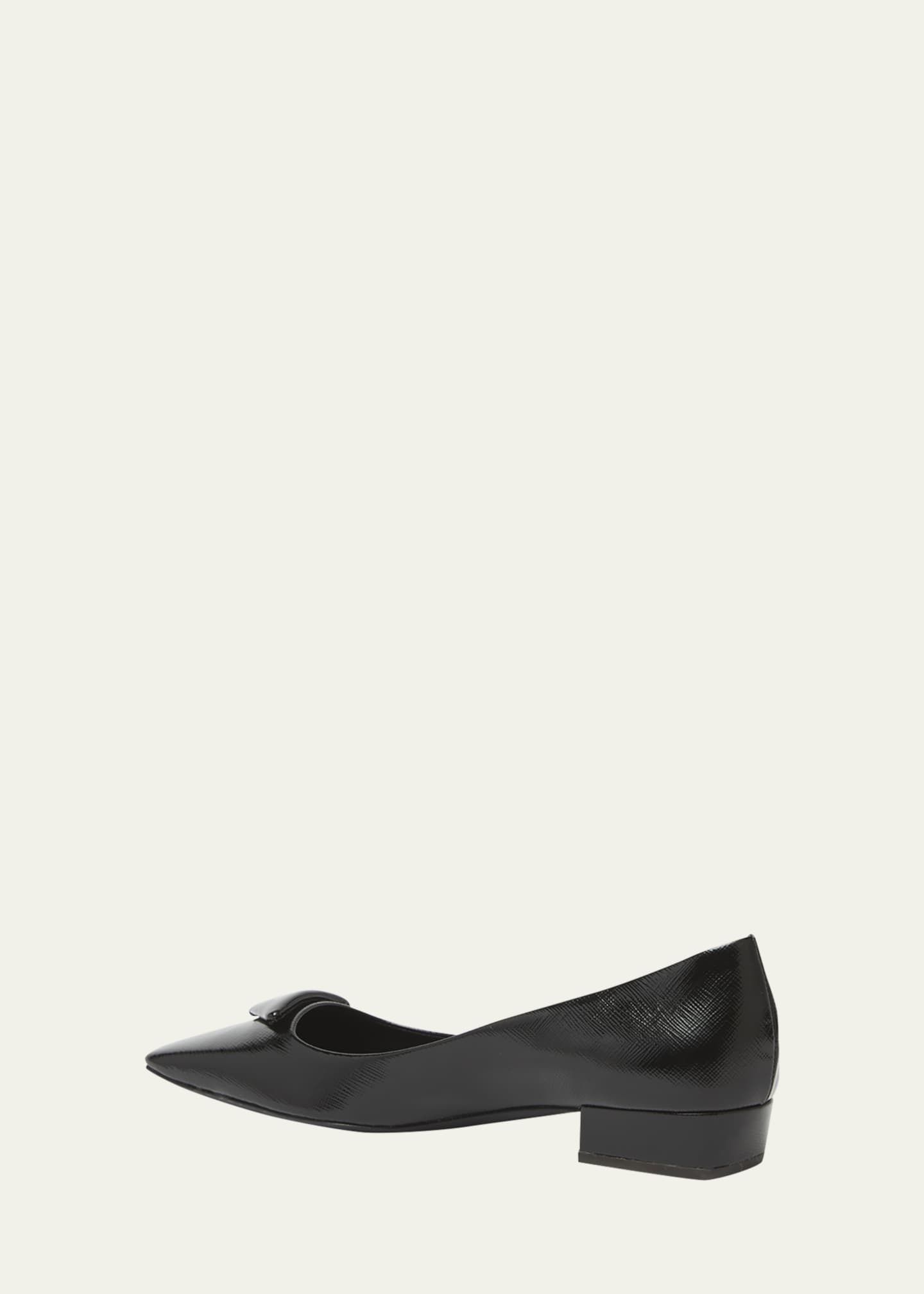 Prada Vernice Calfskin Square-Toe Ballerina Pumps Image 4 of 5