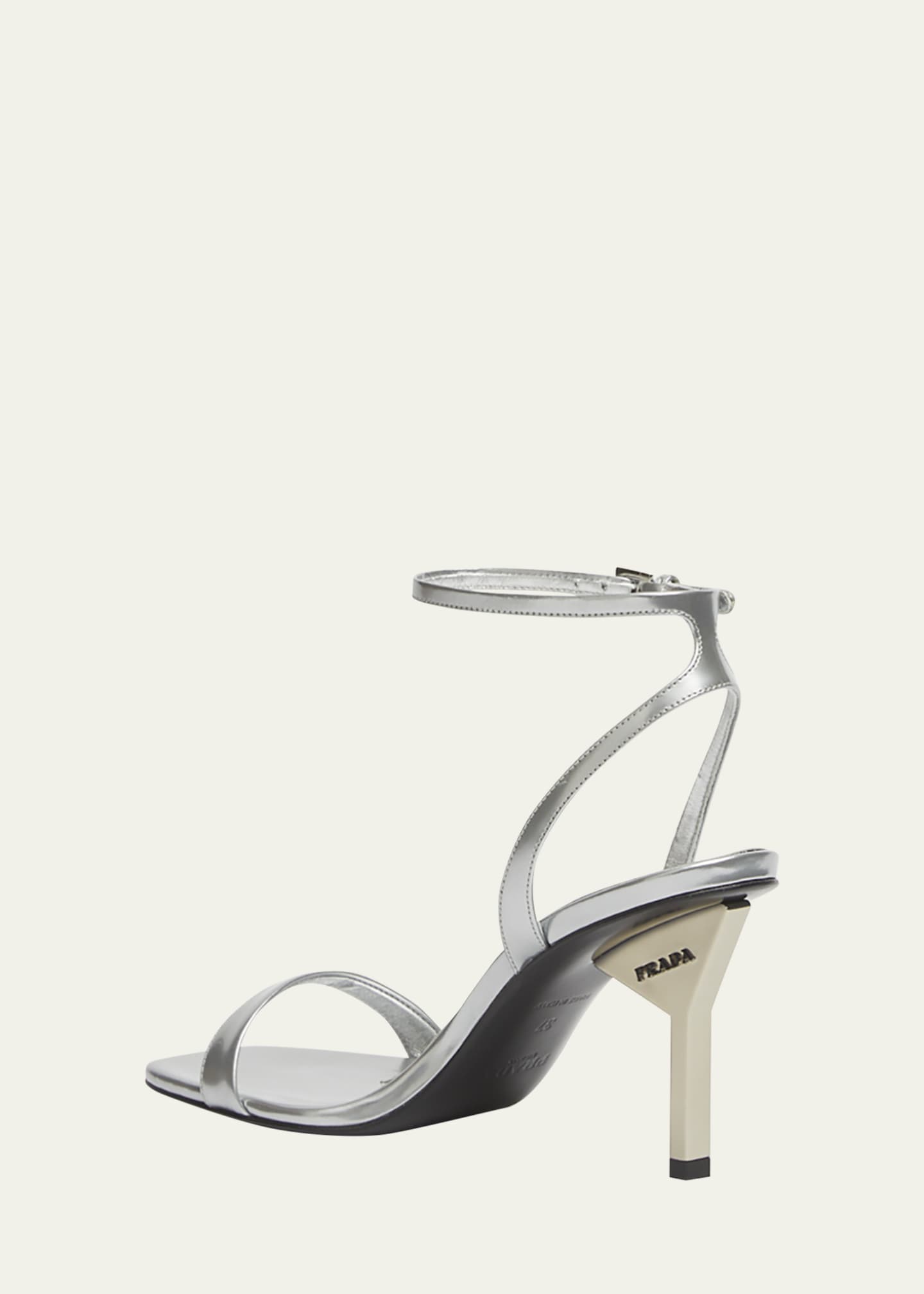 Prada Metallic Ankle-Strap Sandals Image 4 of 5