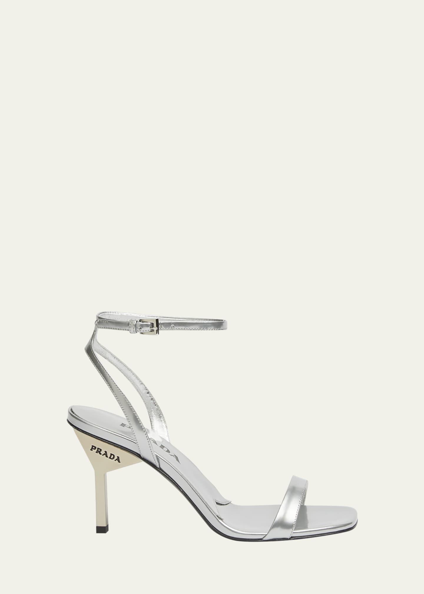Prada Metallic Ankle-Strap Sandals Image 1 of 5