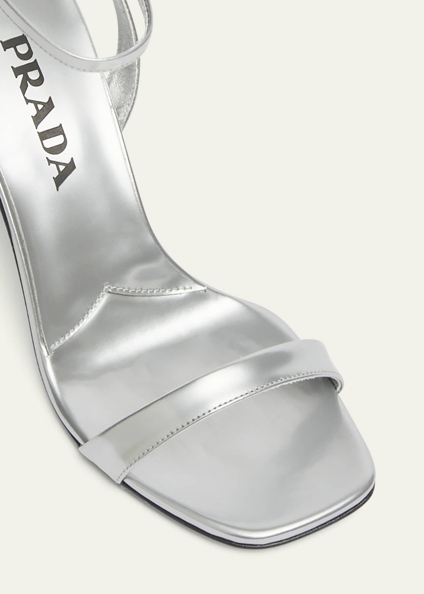Prada Metallic Ankle-Strap Sandals Image 5 of 5