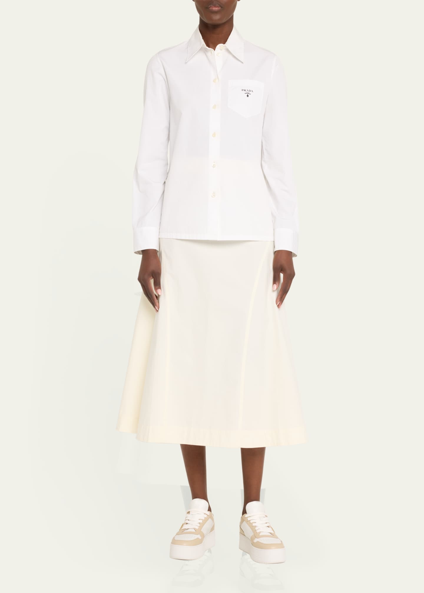 Prada Downtown Bicolor Leather Low-Top Sneakers Image 3 of 5