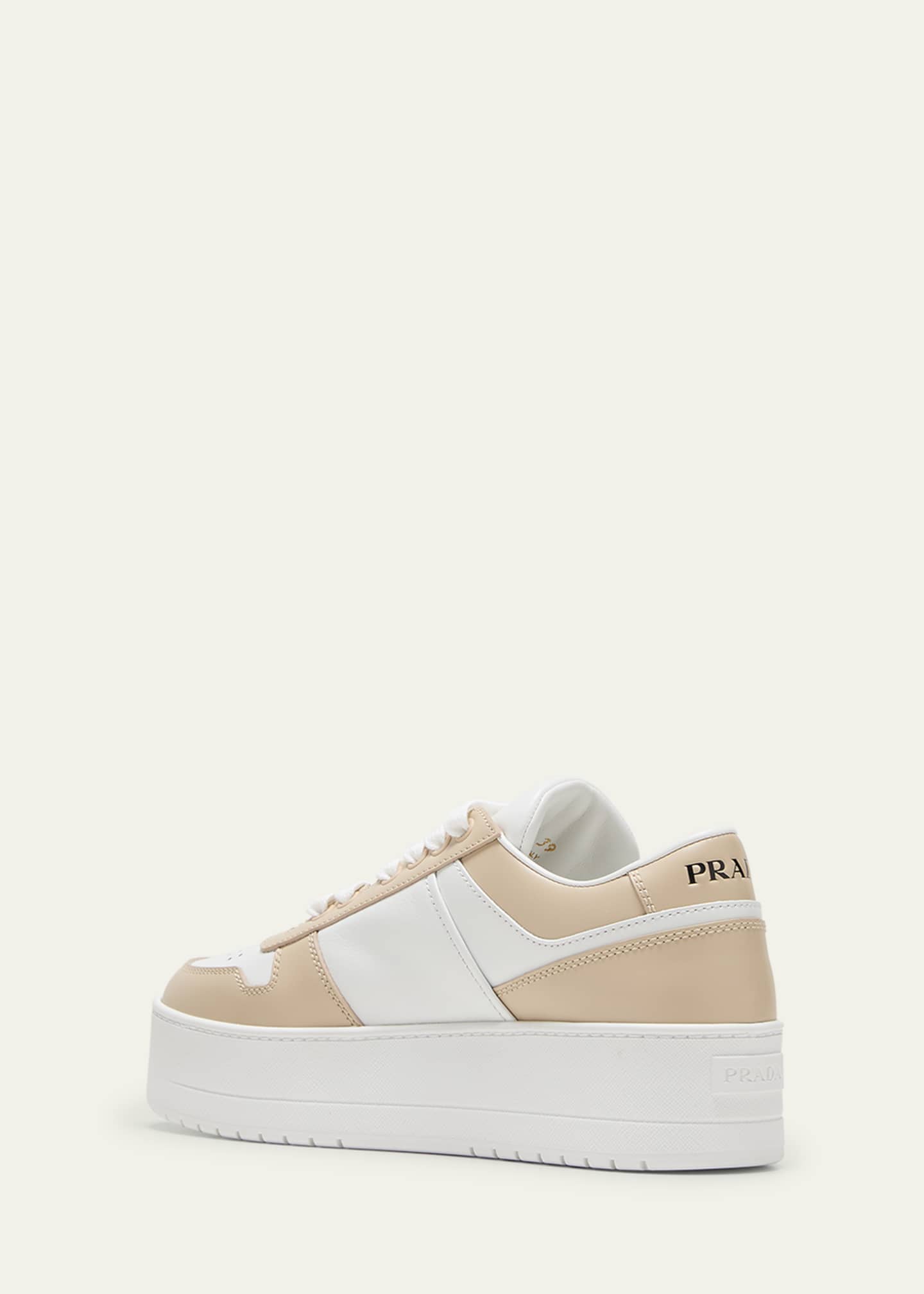 Prada Downtown Bicolor Leather Low-Top Sneakers Image 4 of 5